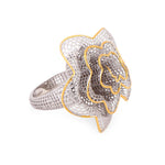 Filigree Floral Delight Silver Ring with Dual Tones - Diavo Jewels