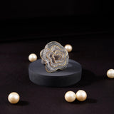 Filigree Floral Delight Silver Ring with Dual Tones - Diavo Jewels