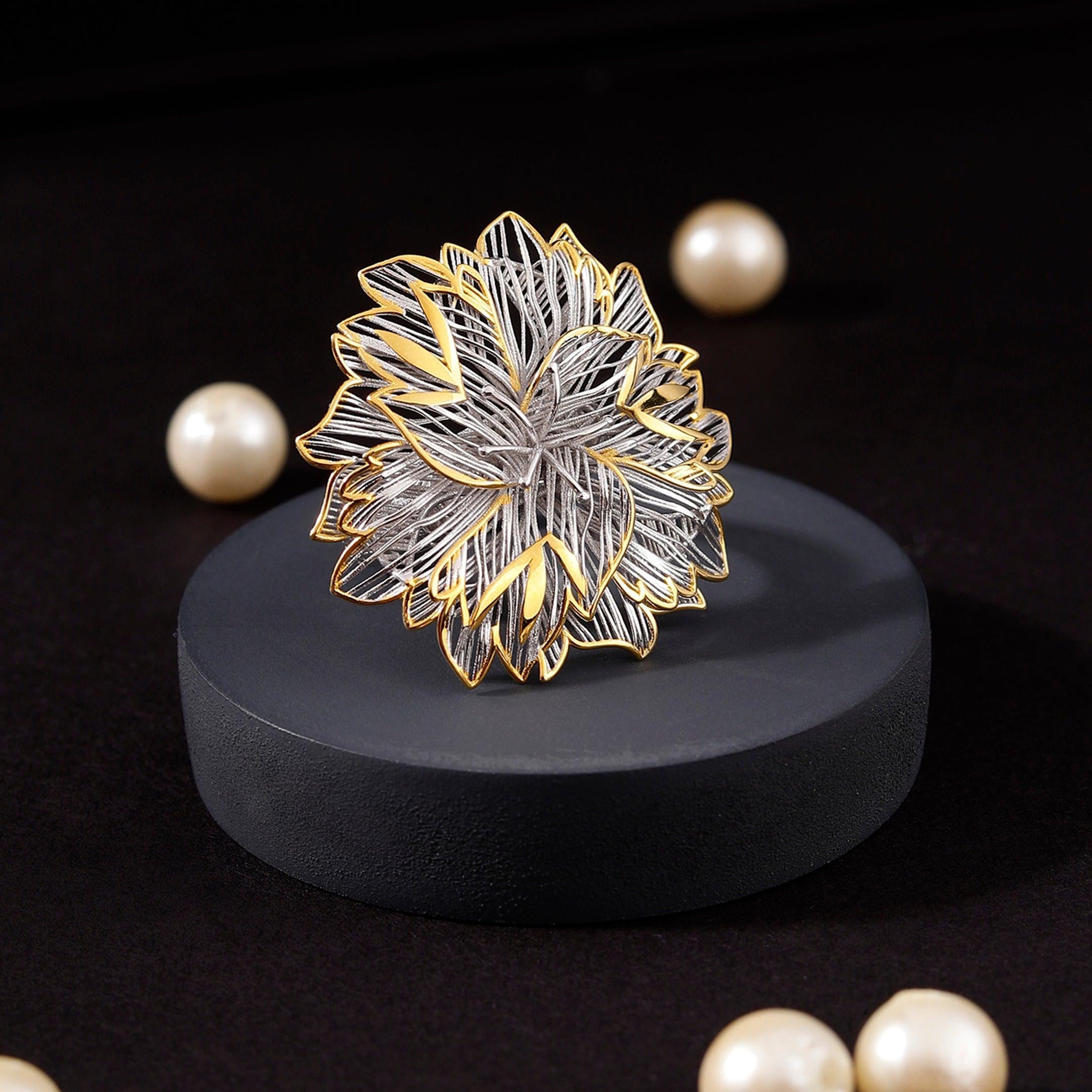 Fleur d'Or Filigree Silver Ring - Diavo Jewels