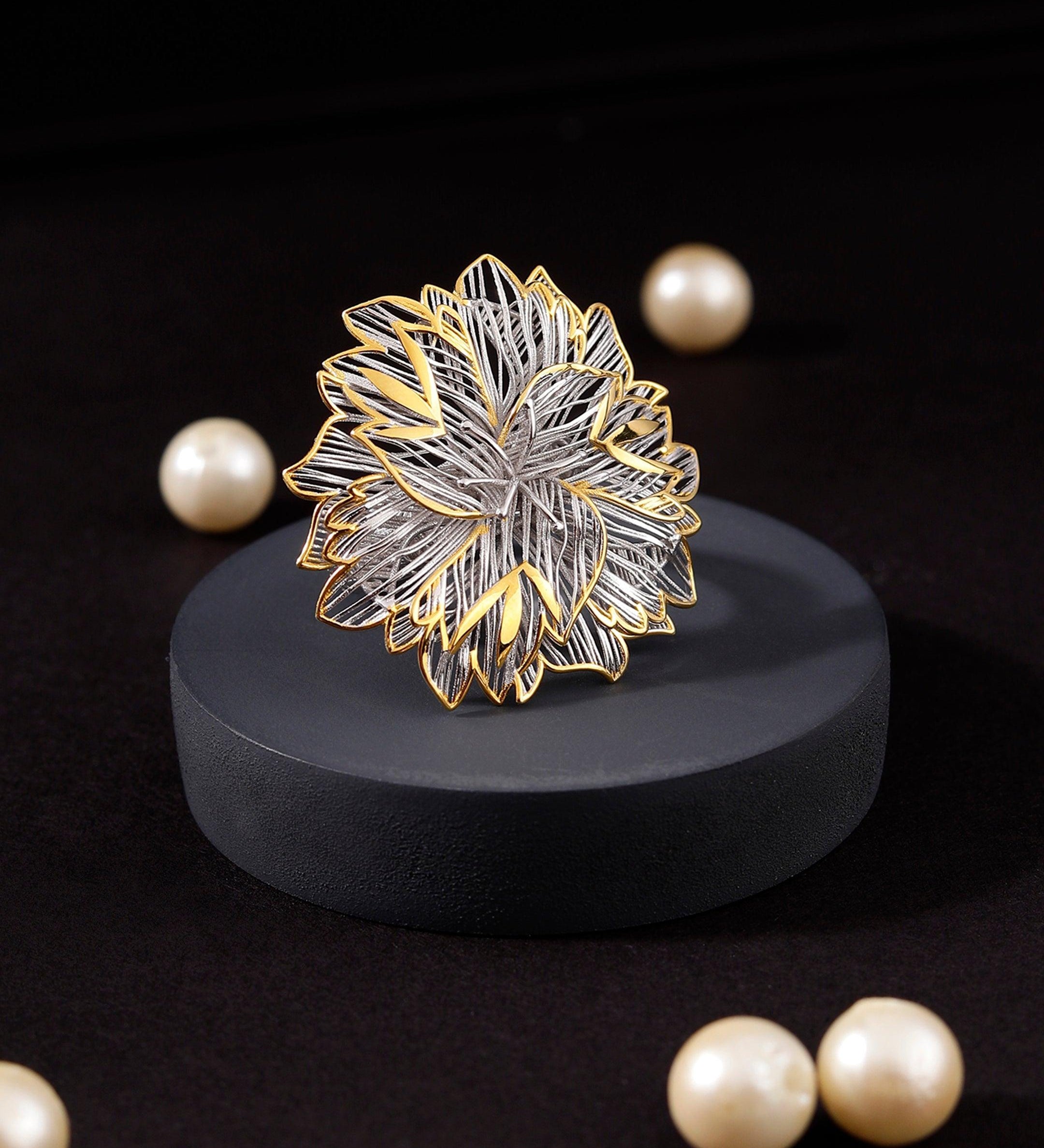 Fleur d'Or Filigree Silver Ring - Diavo Jewels