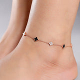 Blissful Clovers Silver Anklet