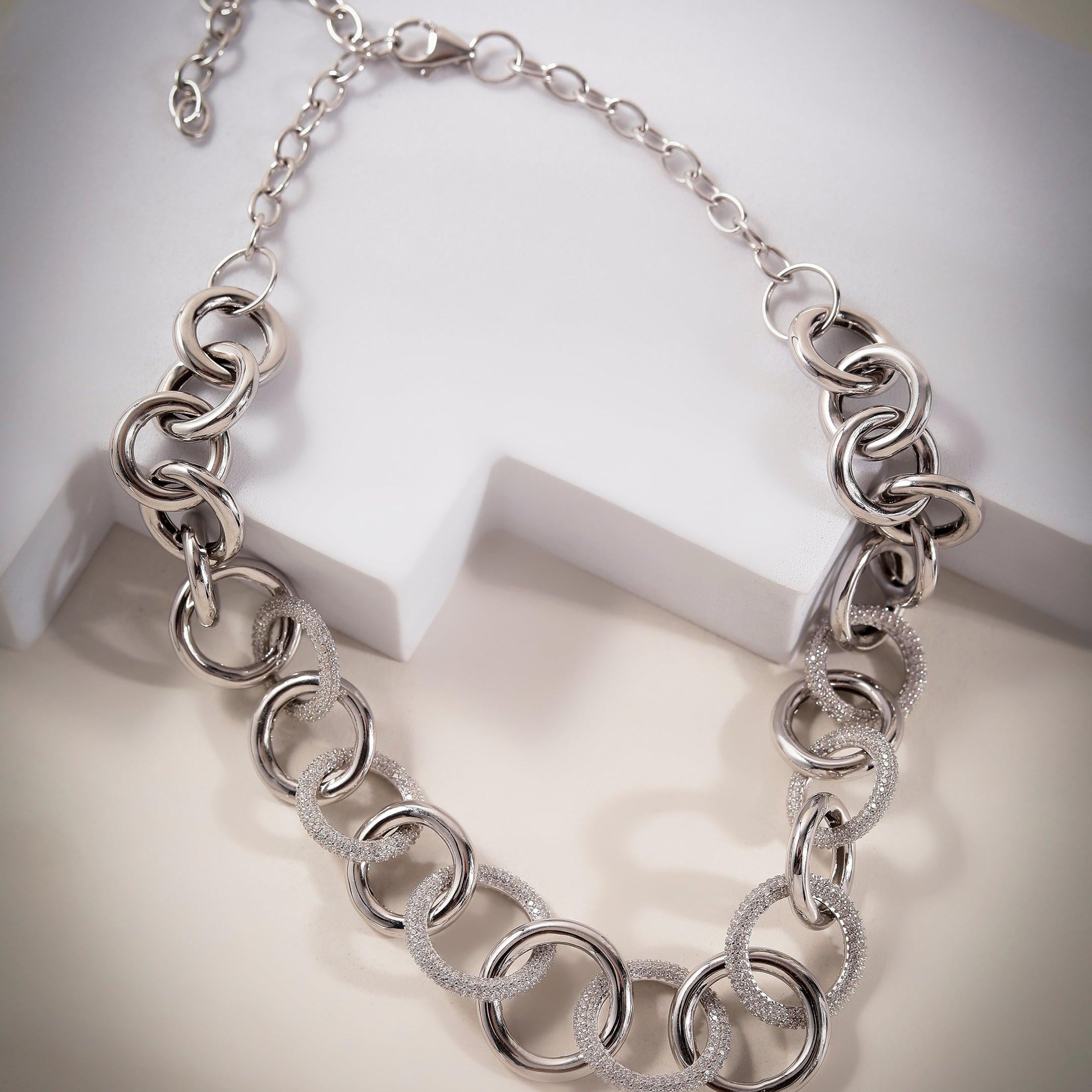 Dazzling Cubic Curb Silver Necklace - Diavo Jewels