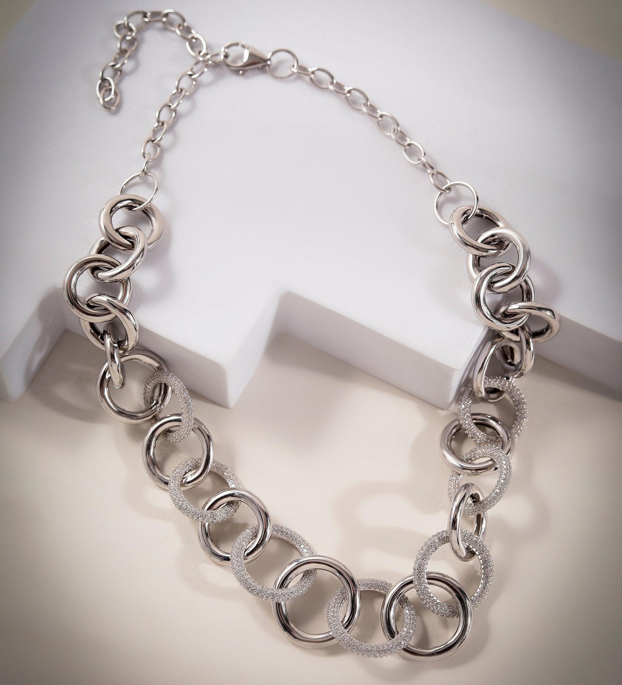 Dazzling Cubic Curb Silver Necklace - Diavo Jewels