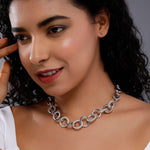 Dazzling Cubic Curb Silver Necklace - Diavo Jewels