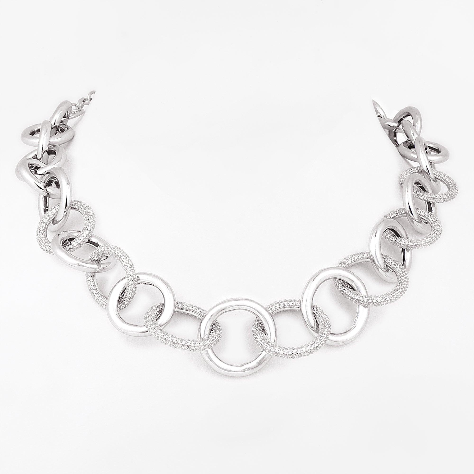 Dazzling Cubic Curb Silver Necklace - Diavo Jewels