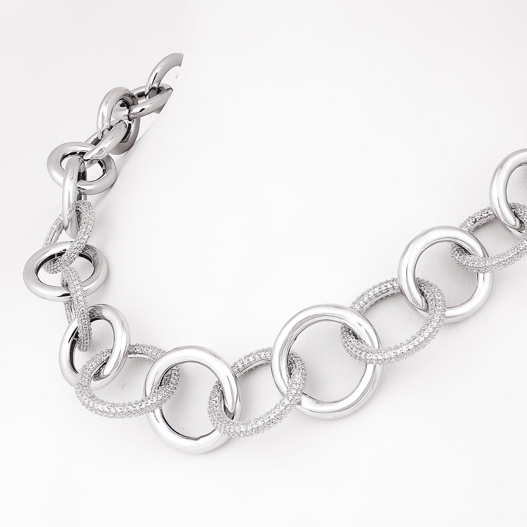 Dazzling Cubic Curb Silver Necklace - Diavo Jewels
