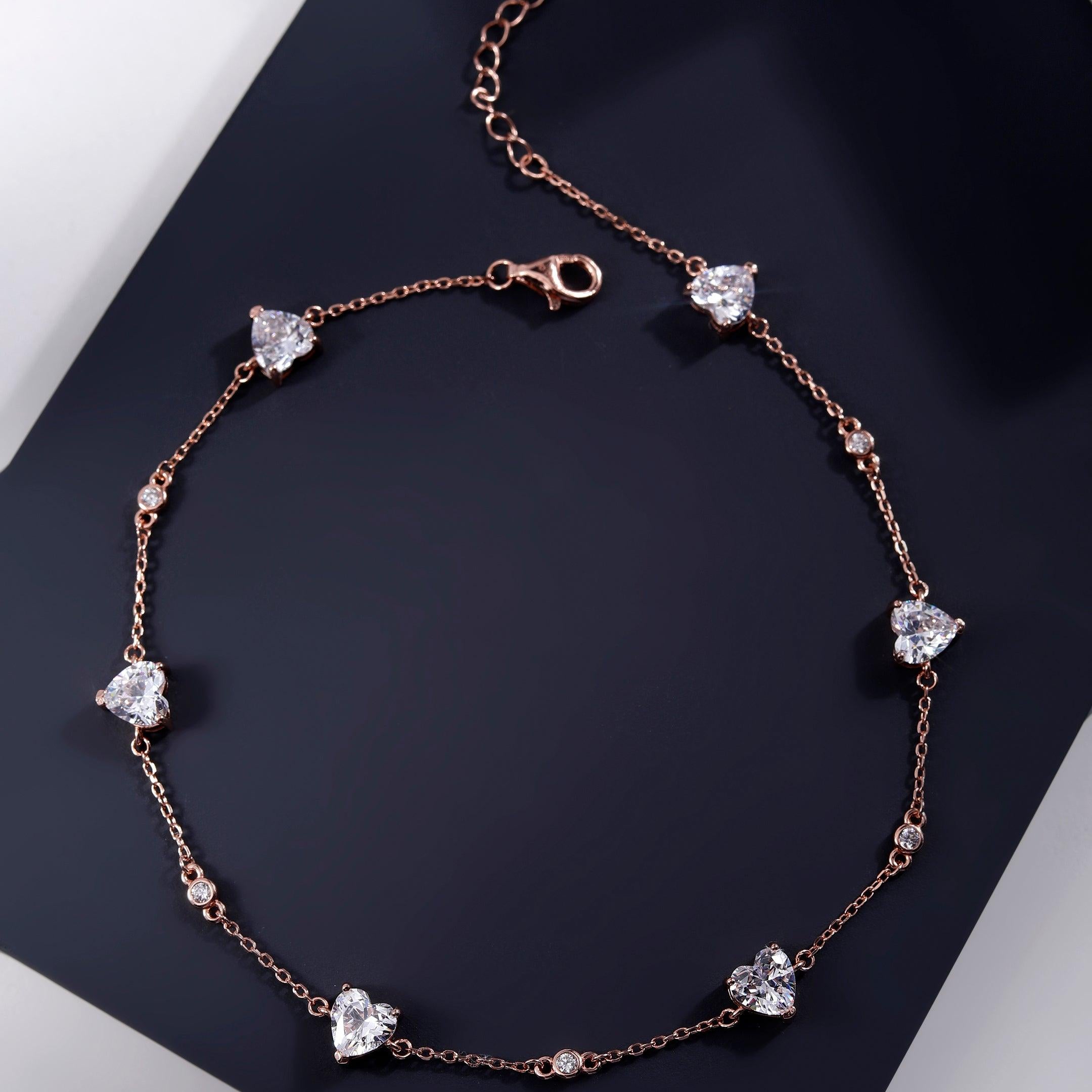 Whispers of Love Rose Gold Plated Silver Anklet - Diavo Jewels