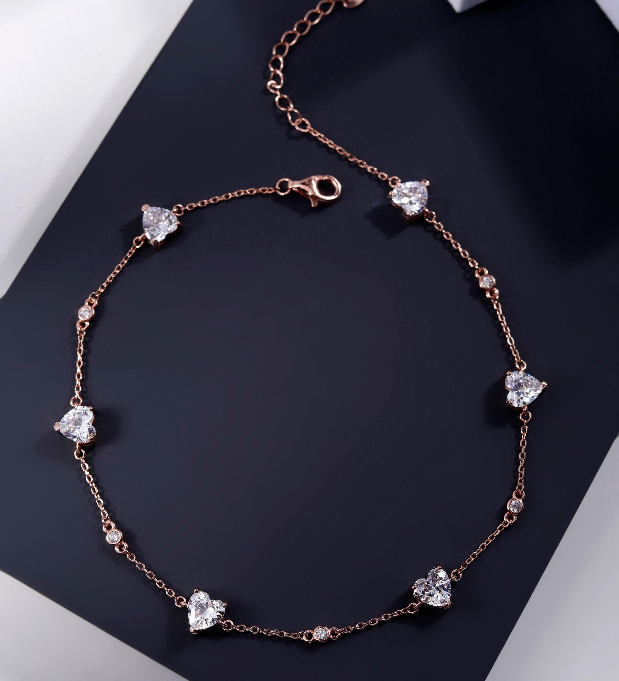 Whispers of Love Rose Gold Plated Silver Anklet - Diavo Jewels