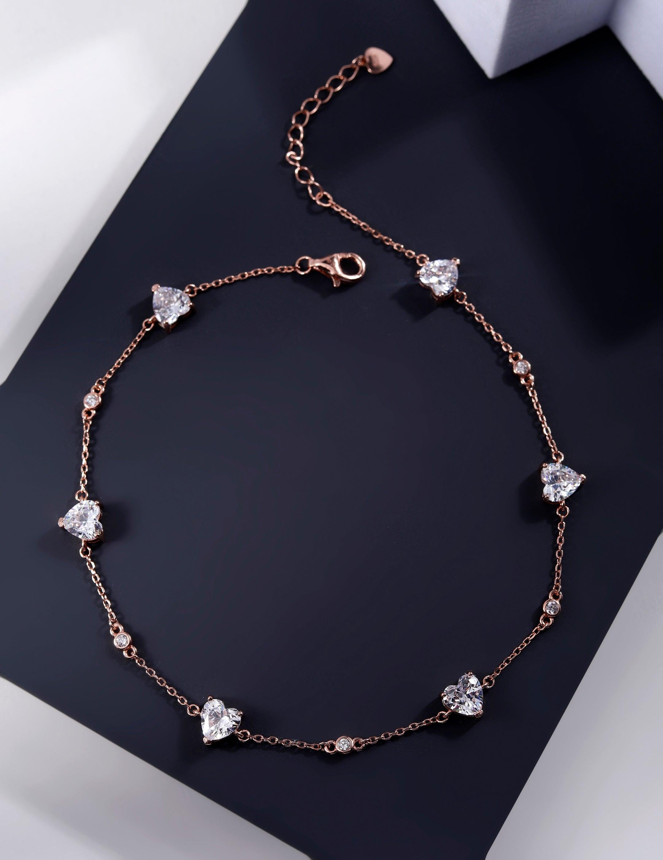 Whispers of Love Rose Gold Plated Silver Anklet – Diavo Jewels