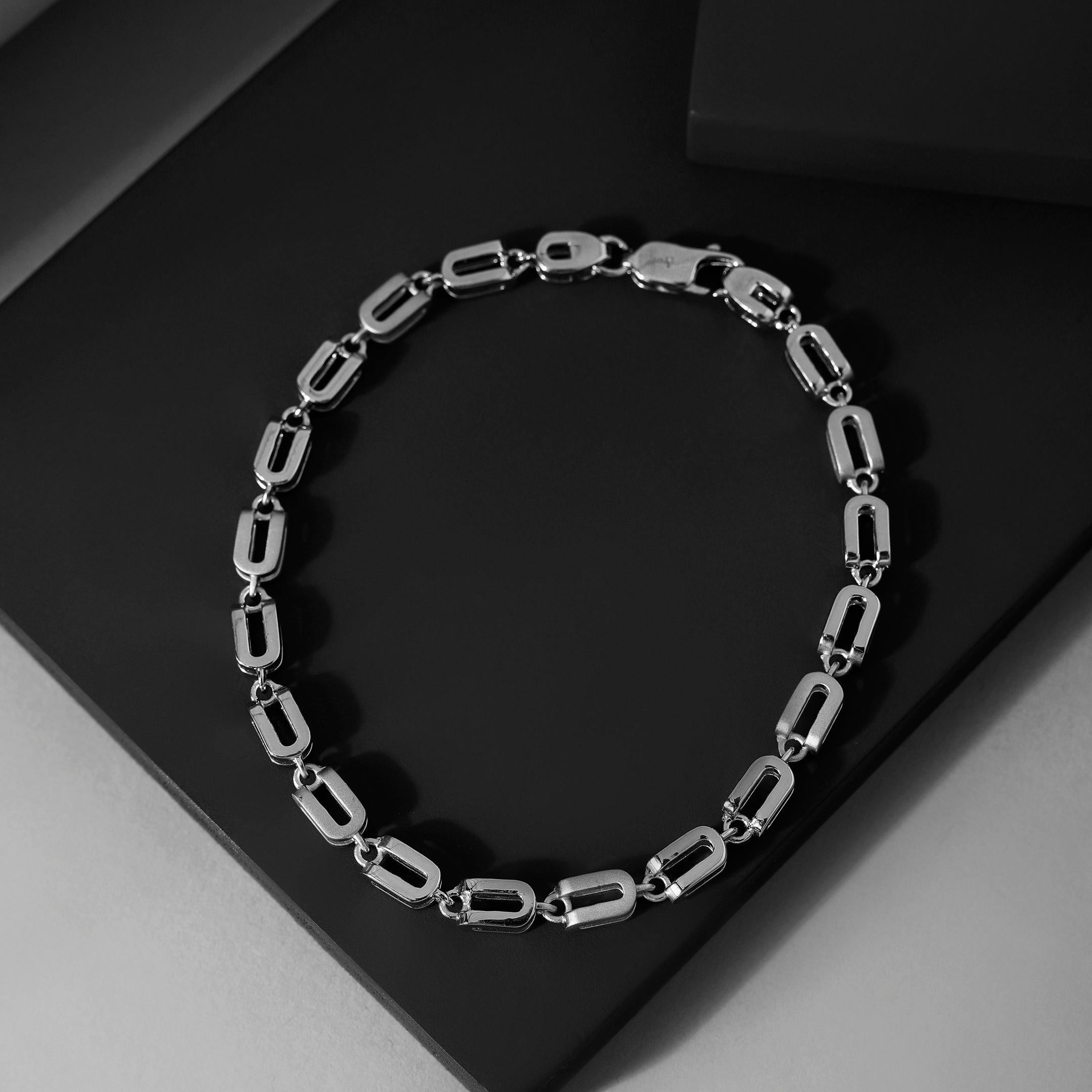 Pinnacle Prestige Rhodium Plated Men's Silver Bracelet - Diavo Jewels