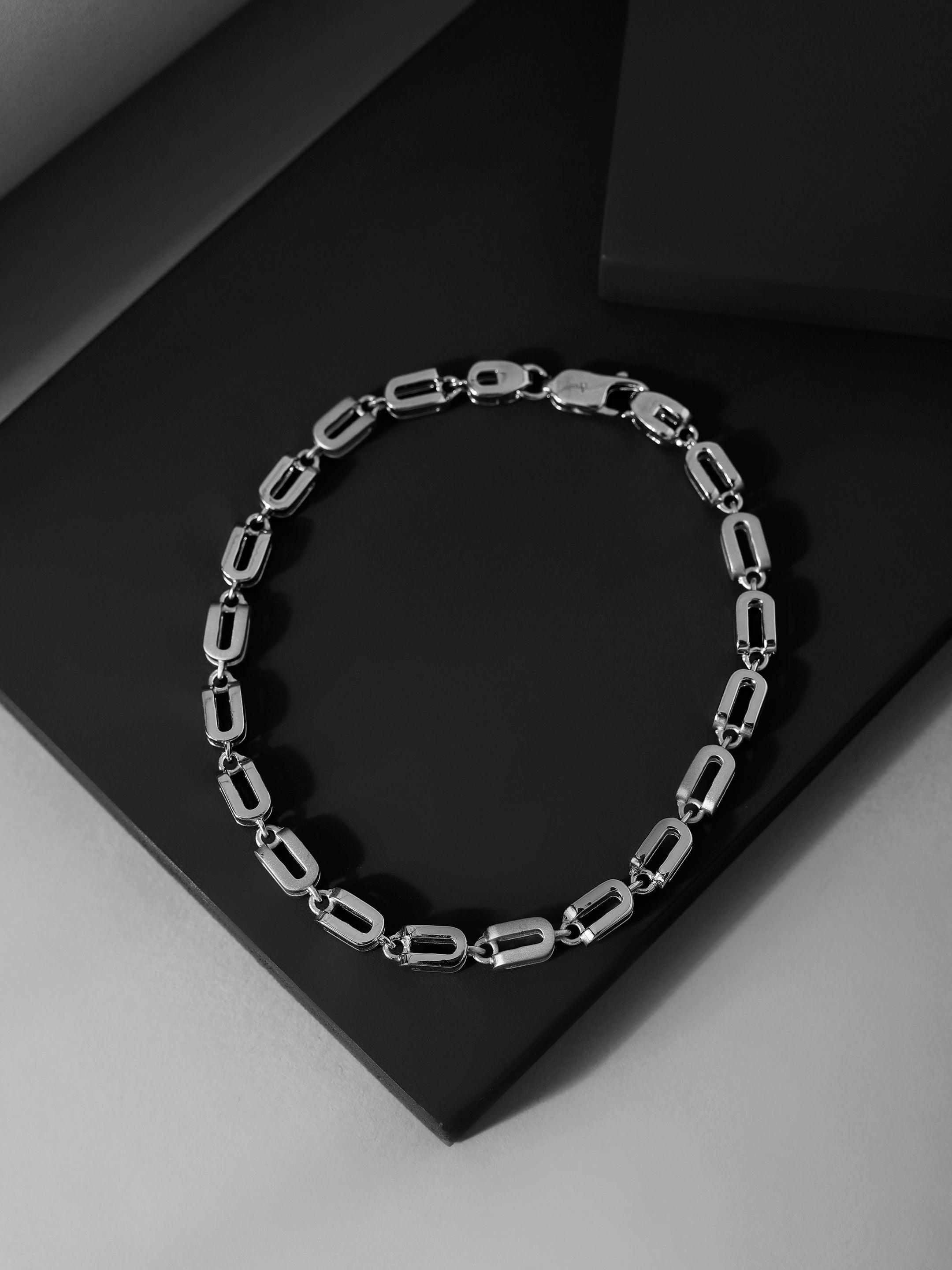Pinnacle Prestige Rhodium Plated Men's Silver Bracelet - Diavo Jewels