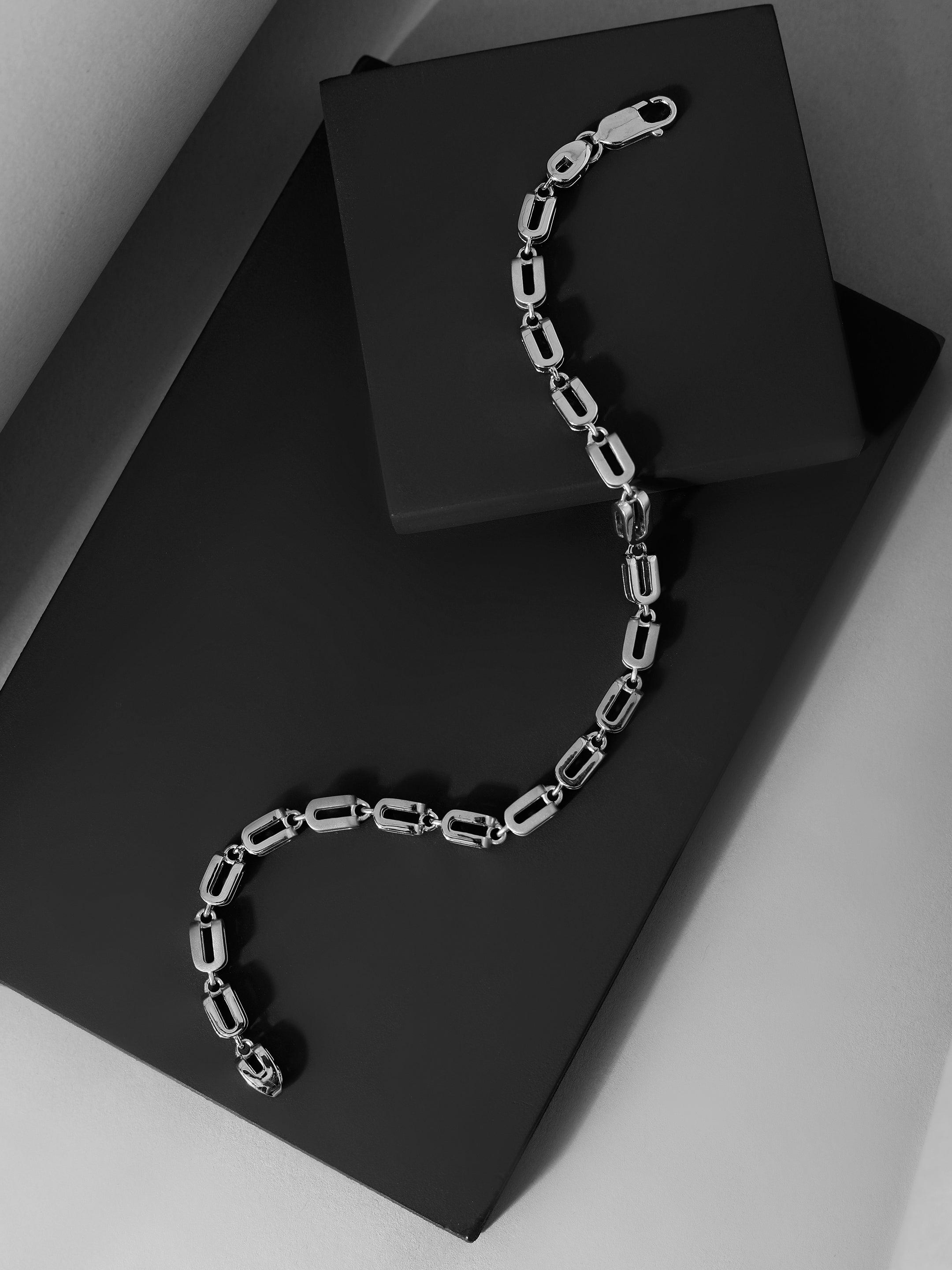 Pinnacle Prestige Rhodium Plated Men's Silver Bracelet - Diavo Jewels