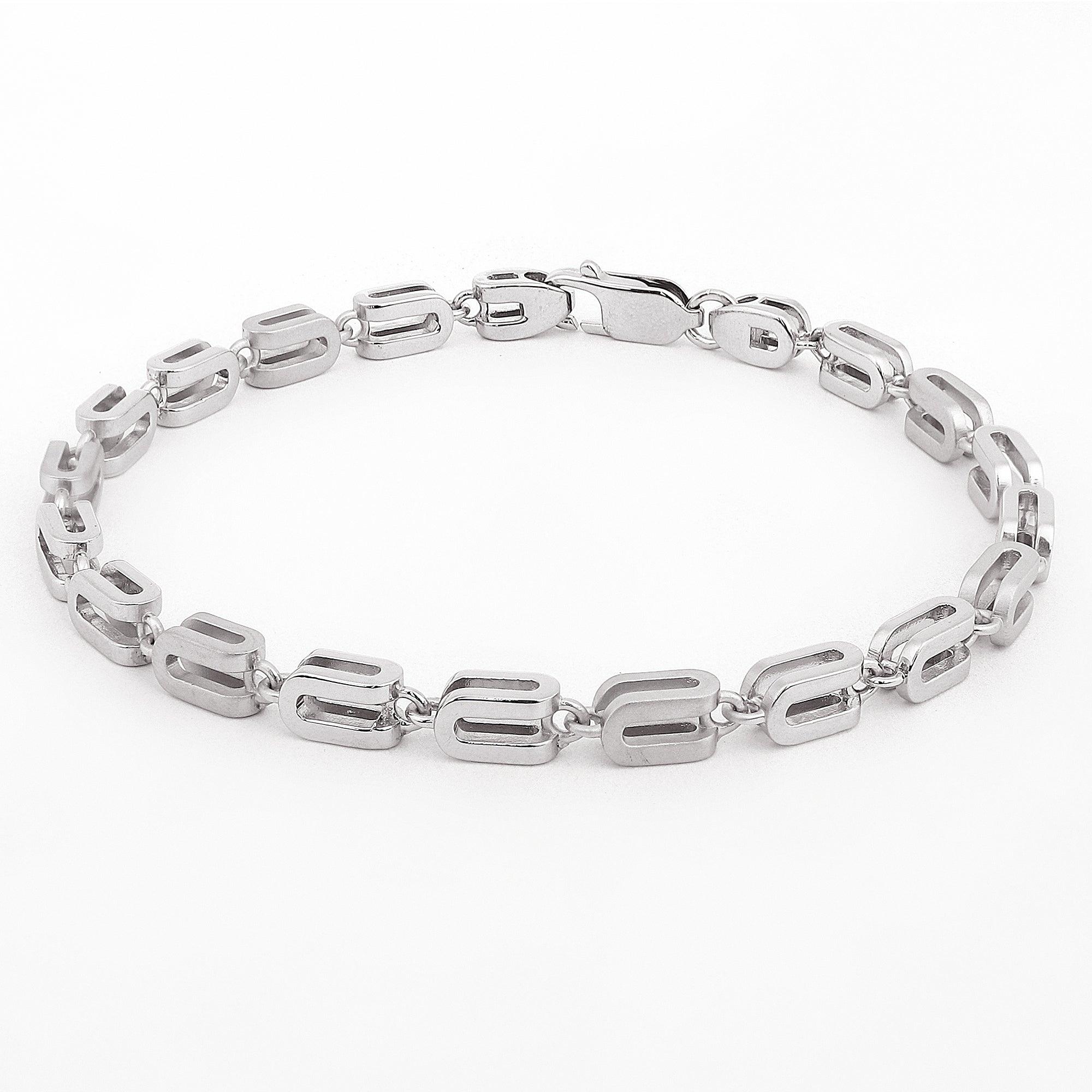 Pinnacle Prestige Rhodium Plated Men's Silver Bracelet - Diavo Jewels