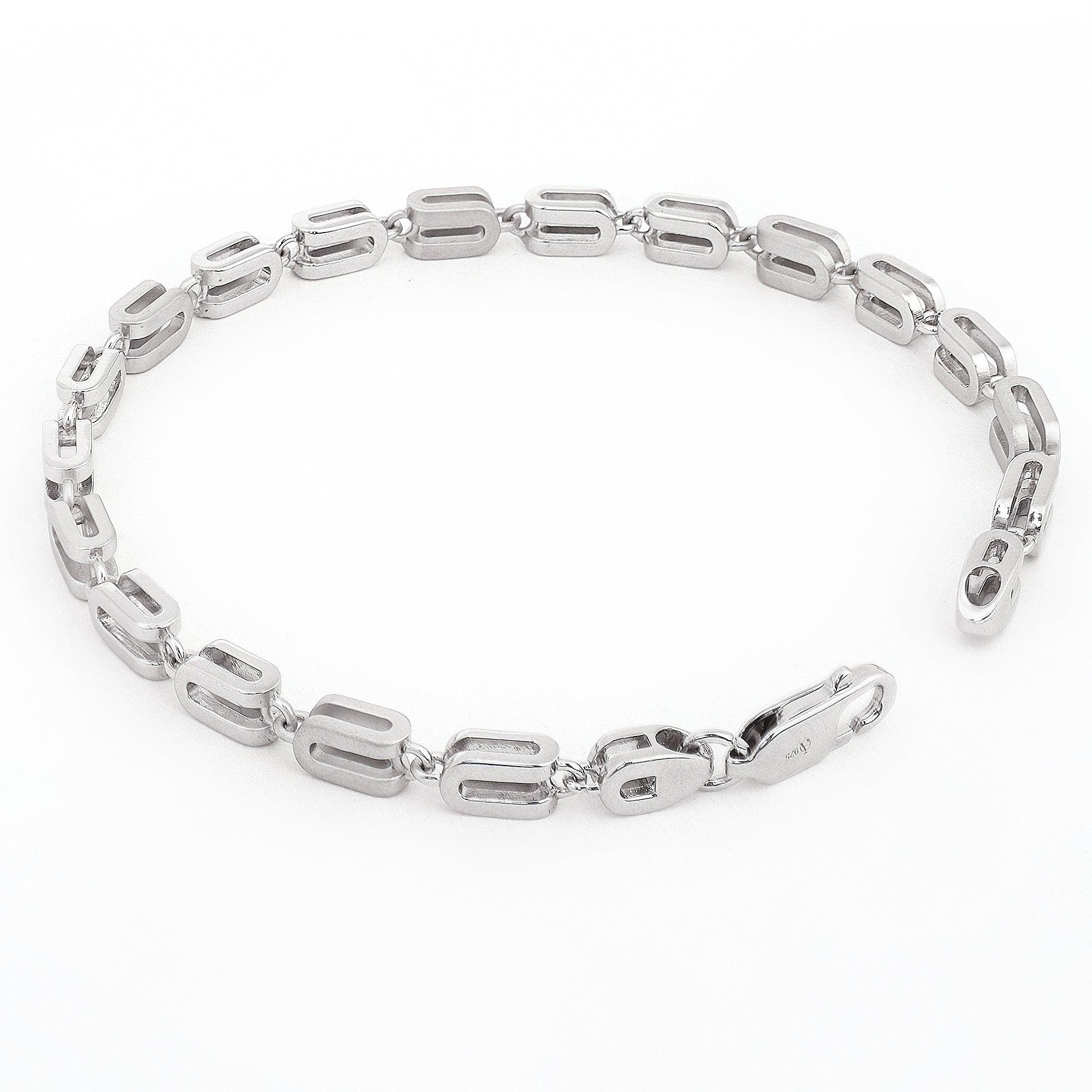 Pinnacle Prestige Rhodium Plated Men's Silver Bracelet - Diavo Jewels