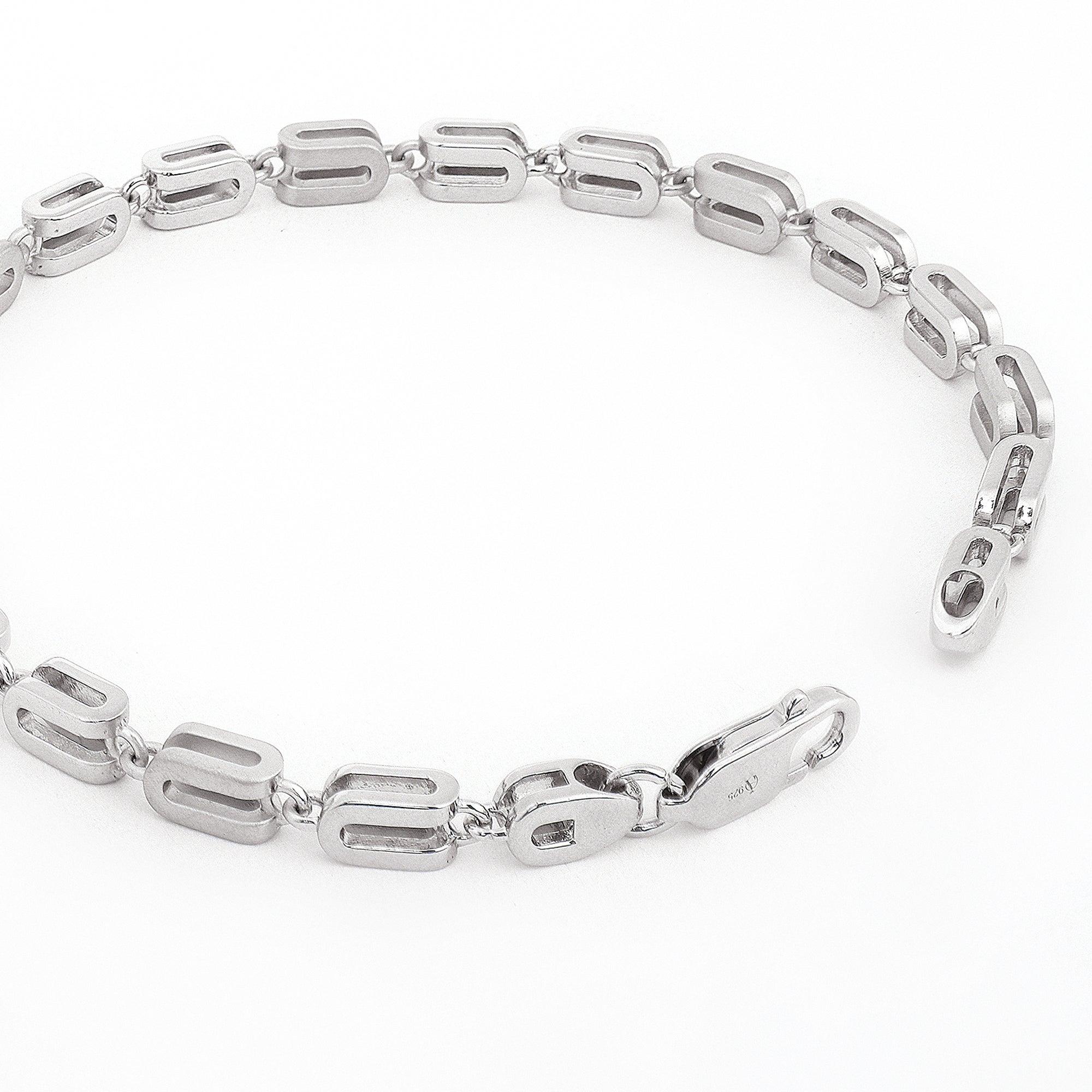 Pinnacle Prestige Rhodium Plated Men's Silver Bracelet - Diavo Jewels