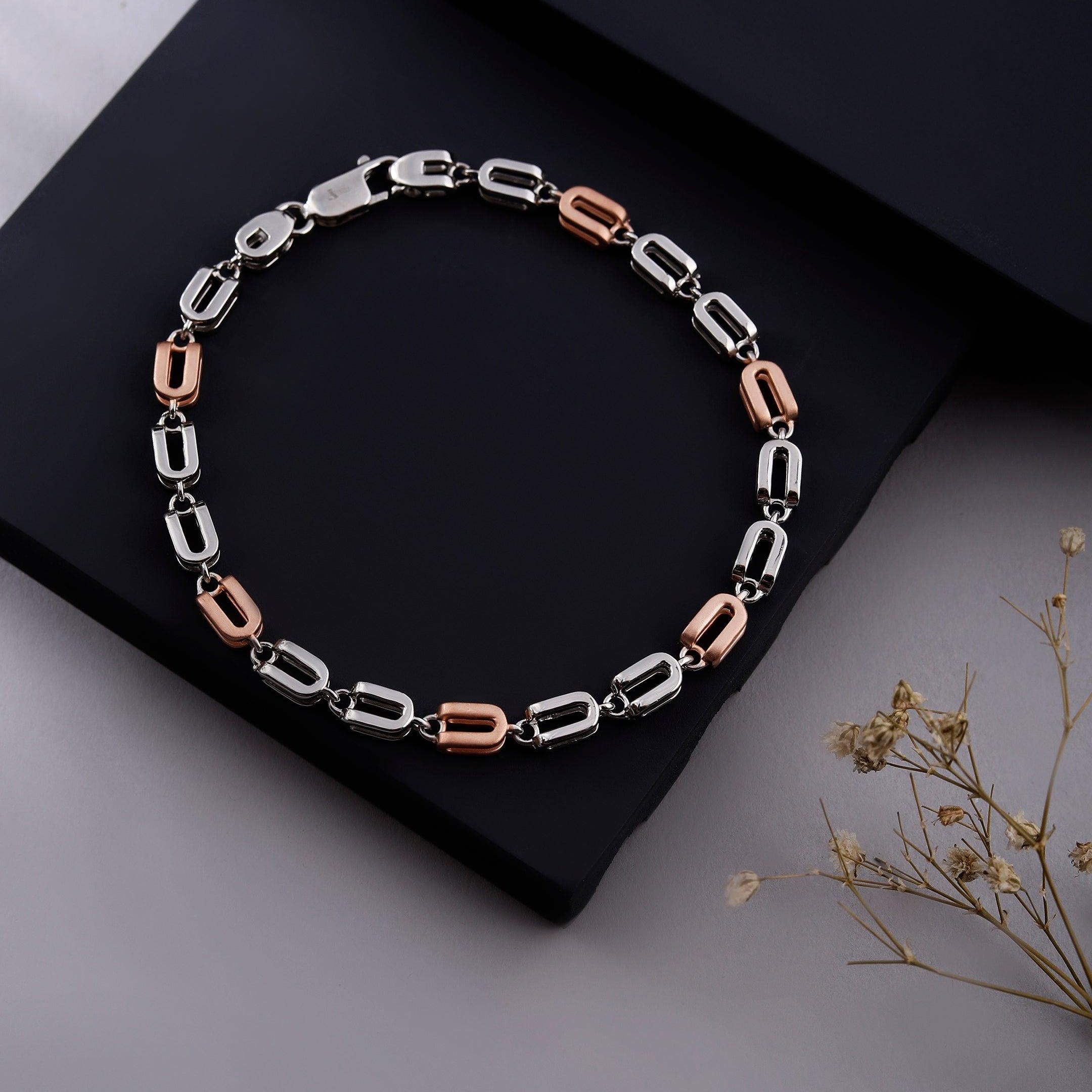 Pinnacle Prestige Two-Tone Men's Silver Bracelet - Diavo Jewels