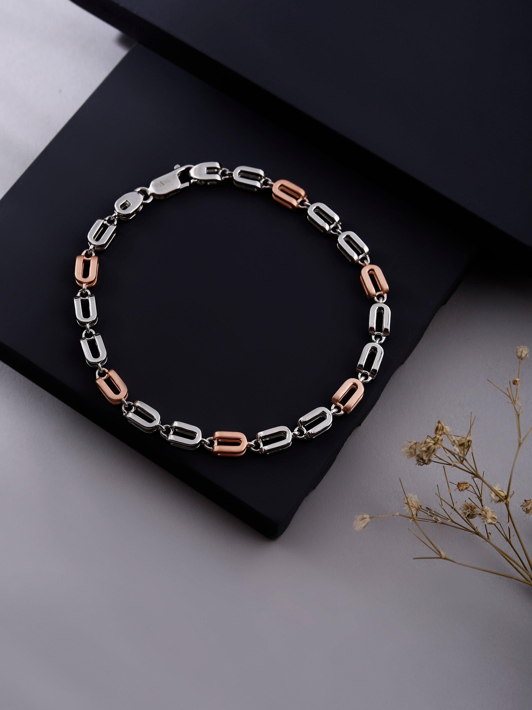 Pinnacle Prestige Two-Tone Men's Silver Bracelet - Diavo Jewels