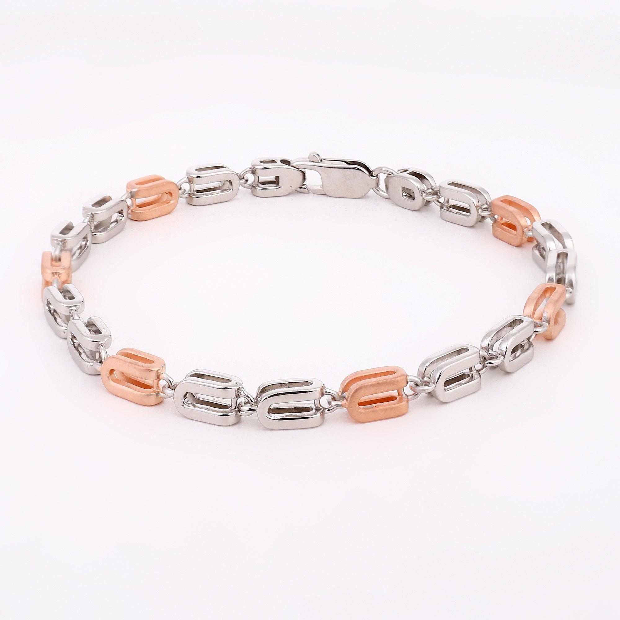 Pinnacle Prestige Two-Tone Men's Silver Bracelet - Diavo Jewels