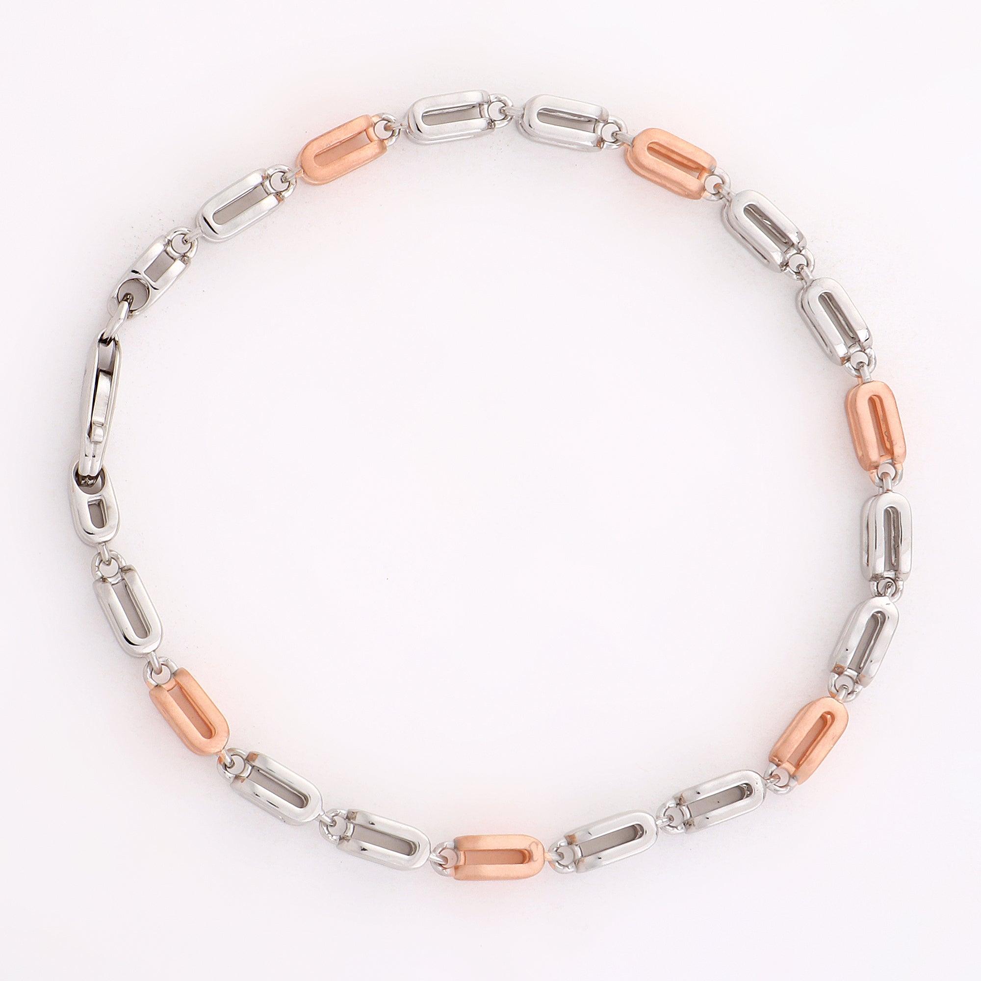 Pinnacle Prestige Two-Tone Men's Silver Bracelet - Diavo Jewels