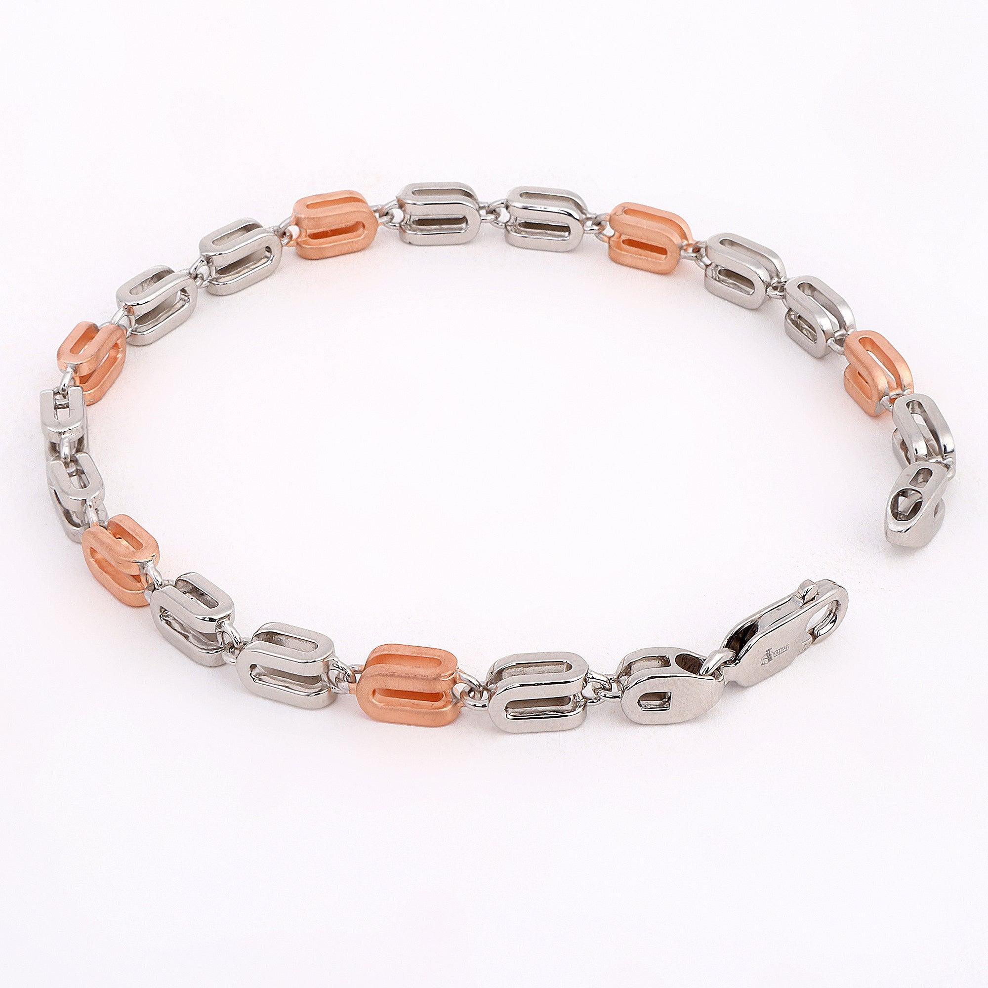 Pinnacle Prestige Two-Tone Men's Silver Bracelet - Diavo Jewels