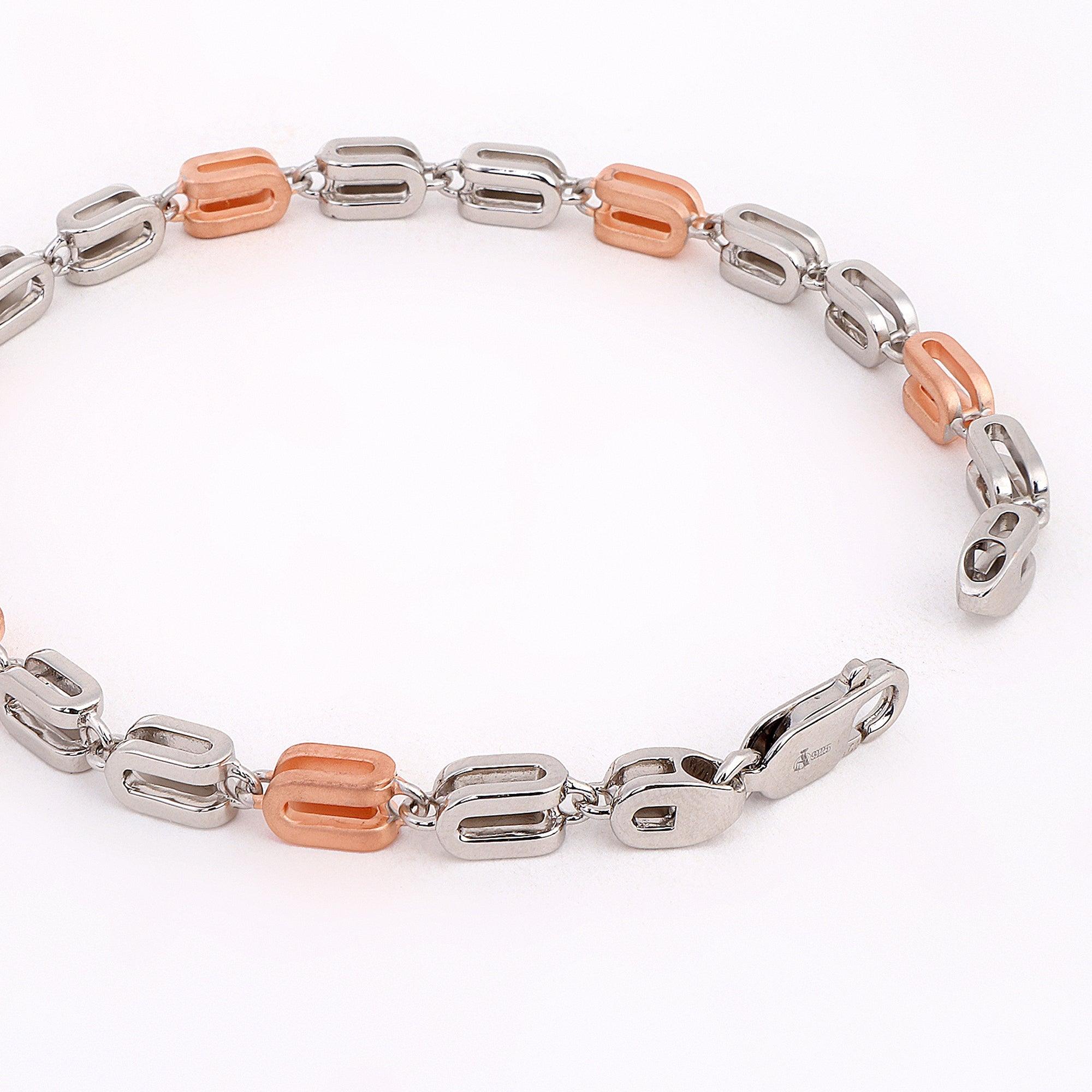 Pinnacle Prestige Two-Tone Men's Silver Bracelet - Diavo Jewels