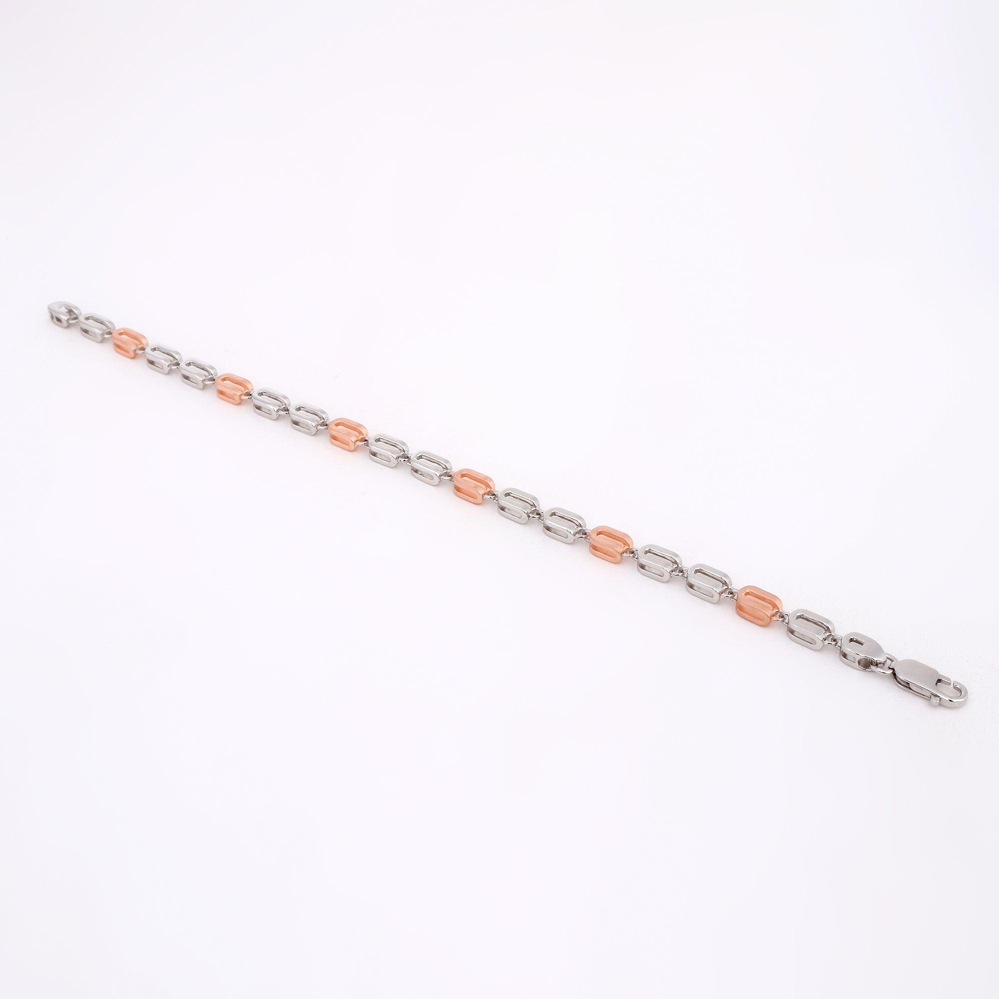 Pinnacle Prestige Two-Tone Men's Silver Bracelet - Diavo Jewels