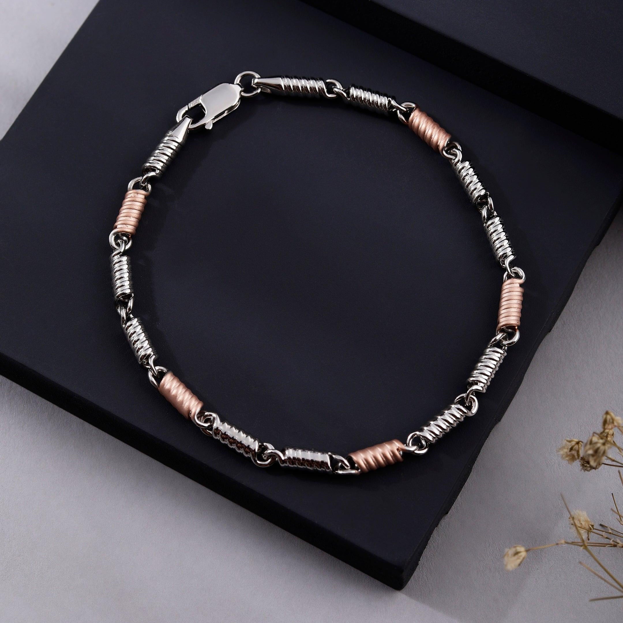 Atlas Spring Bead Men's Silver Bracelet