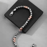 Maverick Block Two-Tone Men's Silver Bracelet - Diavo Jewels