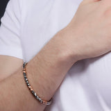 Maverick Block Two-Tone Men's Silver Bracelet - Diavo Jewels