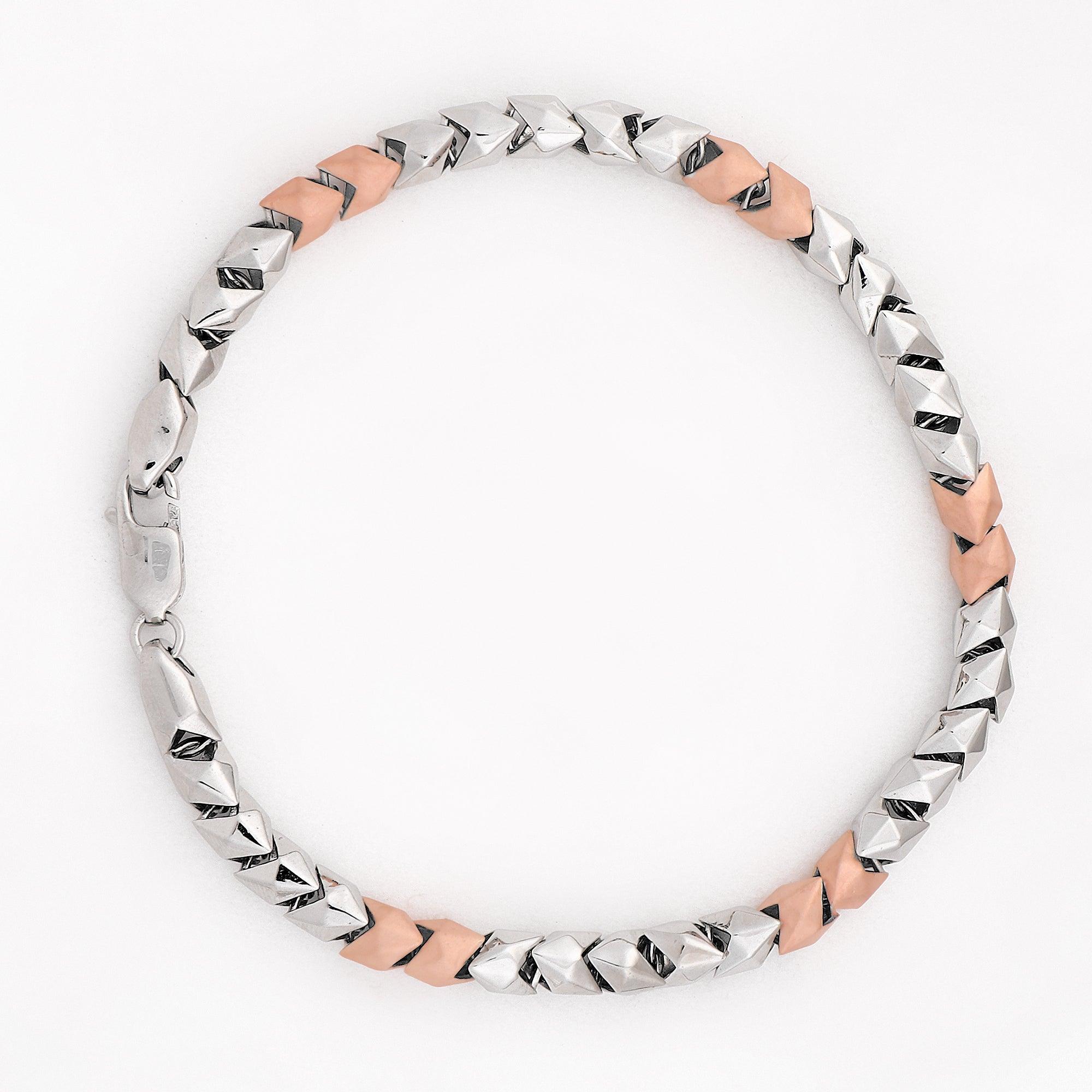 Maverick Block Two-Tone Men's Silver Bracelet - Diavo Jewels