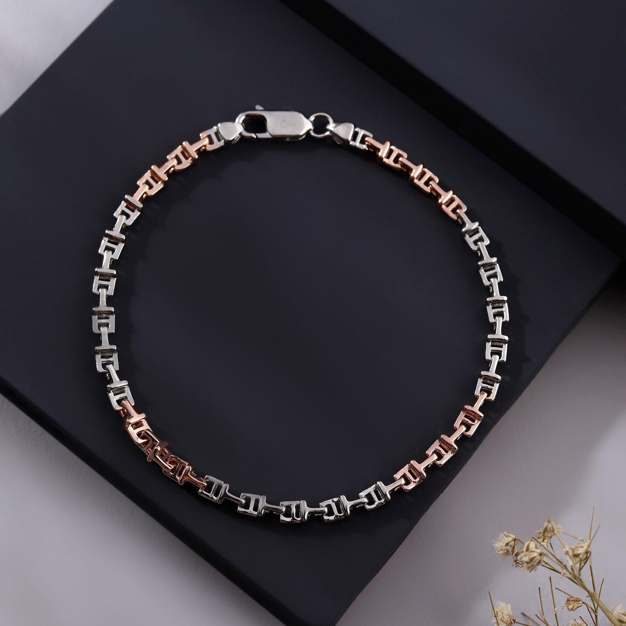 Ember T-Duo Two Tone Men's Silver Bracelet - Diavo Jewels