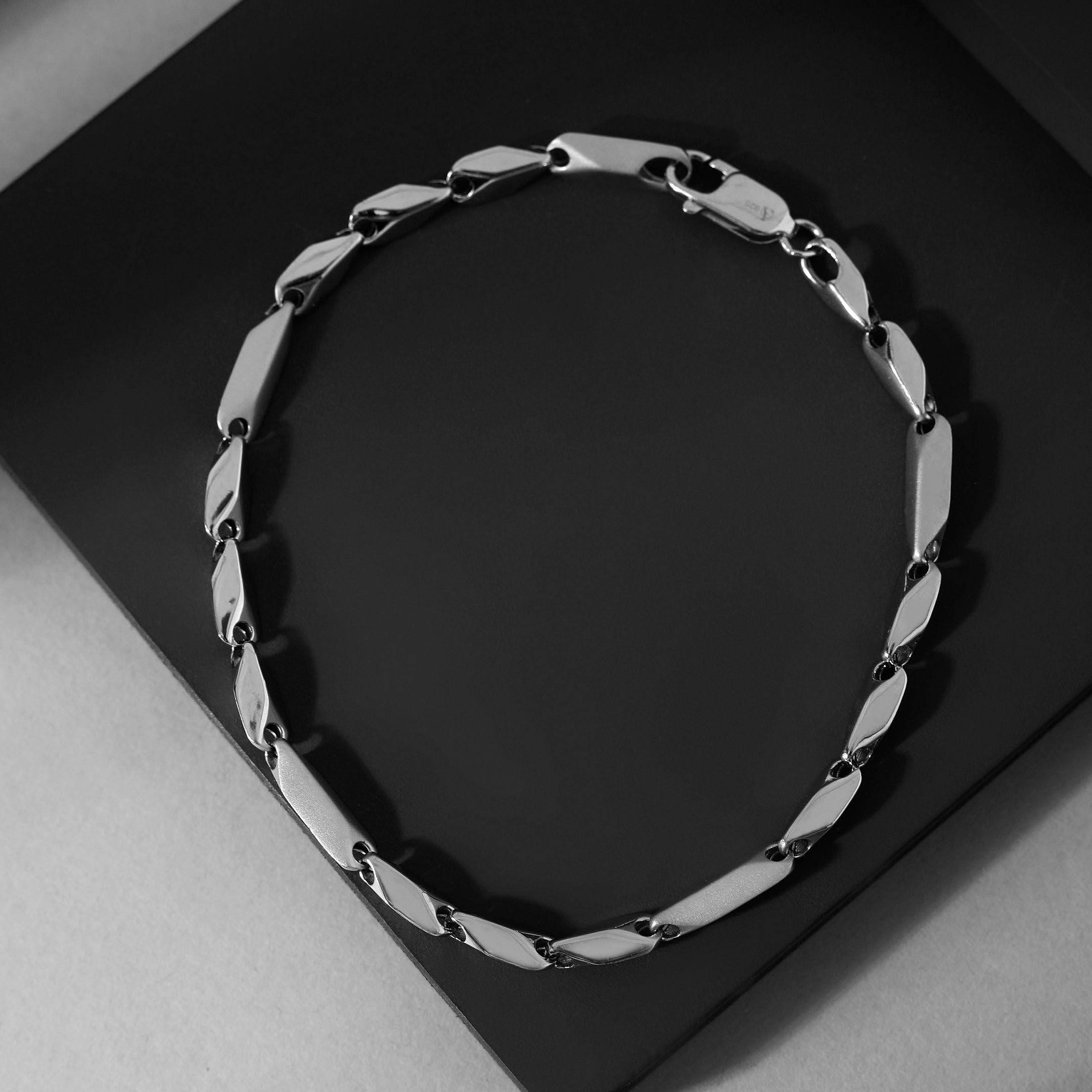 Elite Zen Rhodium Plated Men's Silver Bracelet - Diavo Jewels