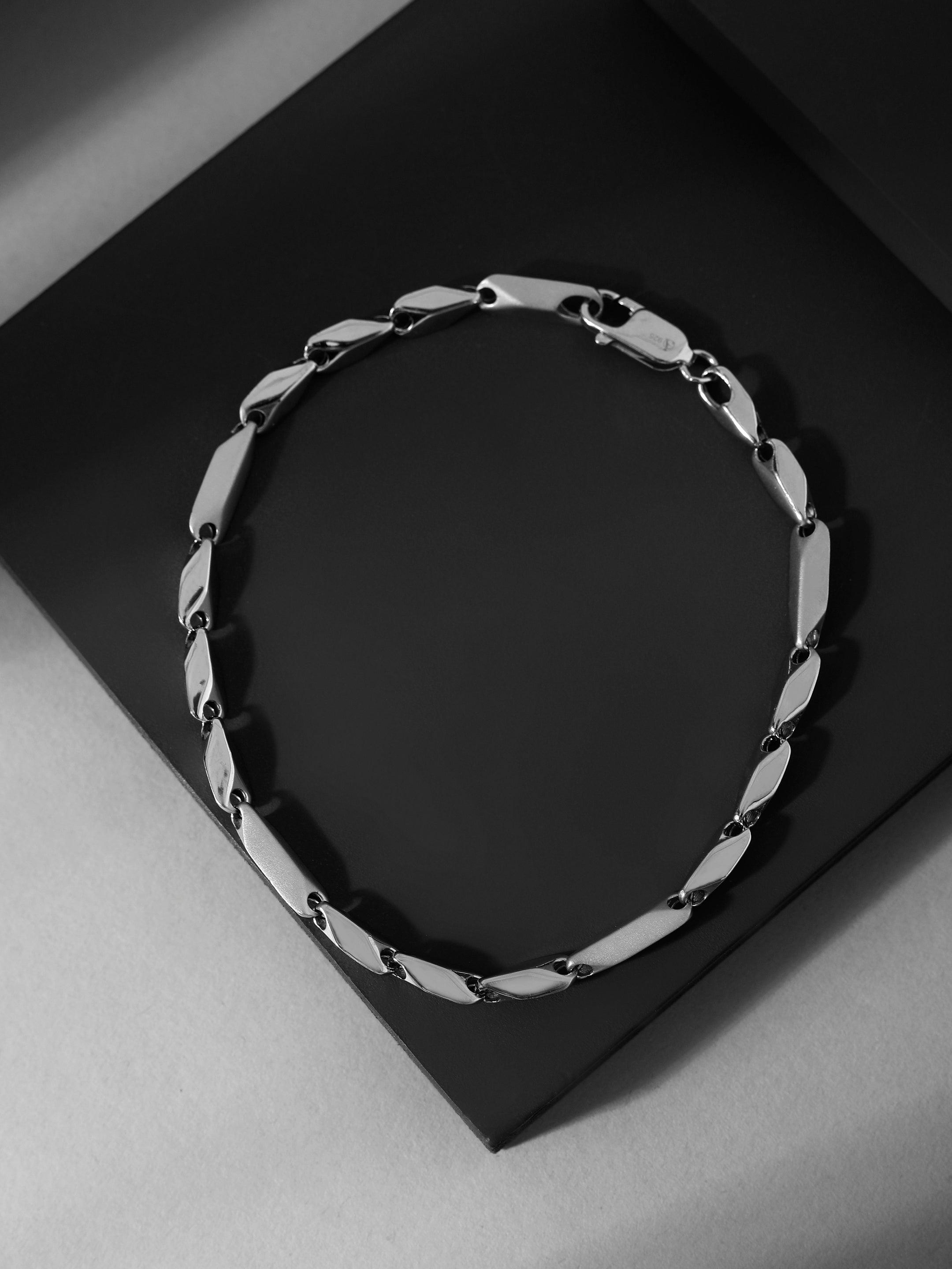 Elite Zen Rhodium Plated Men's Silver Bracelet - Diavo Jewels