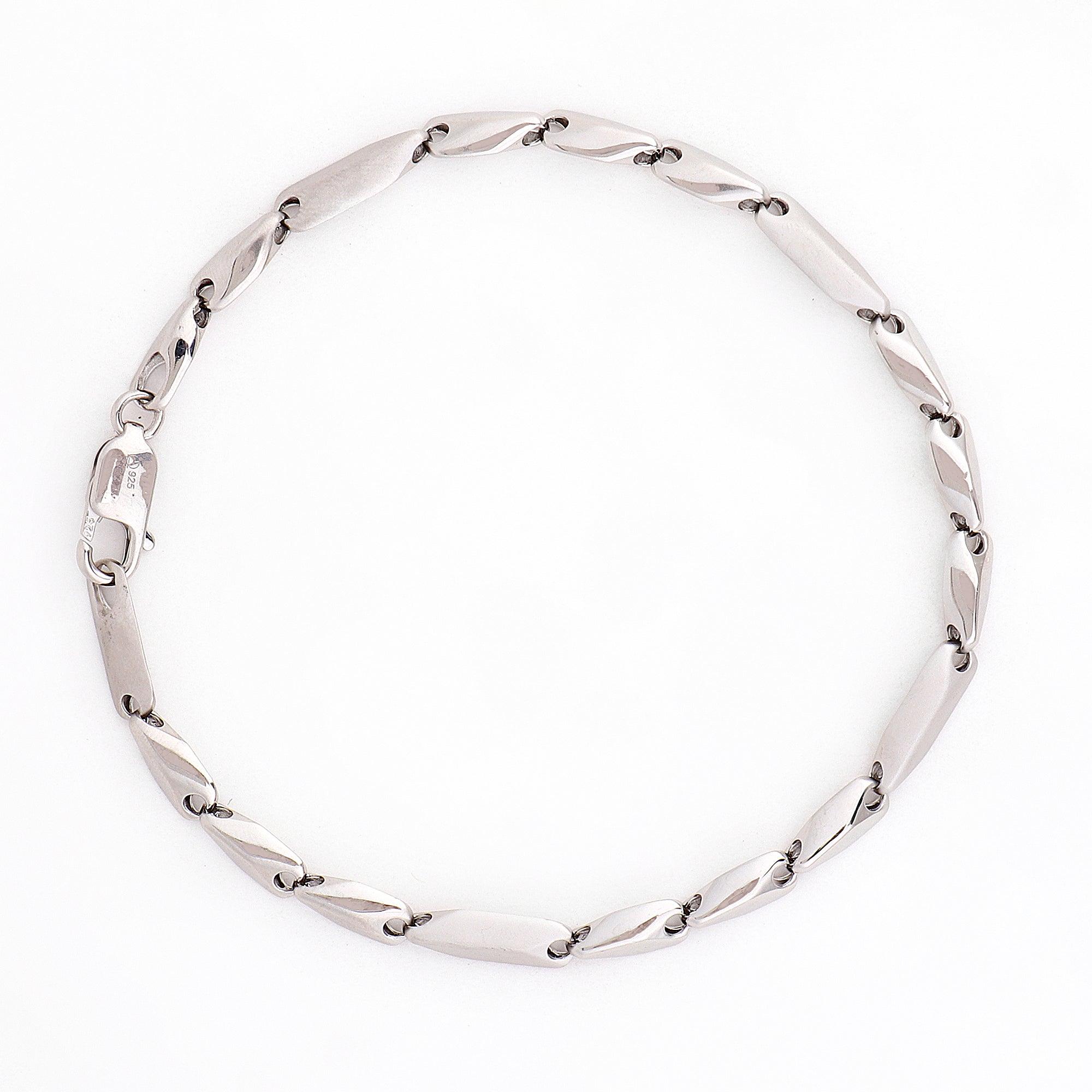 Elite Zen Rhodium Plated Men's Silver Bracelet - Diavo Jewels