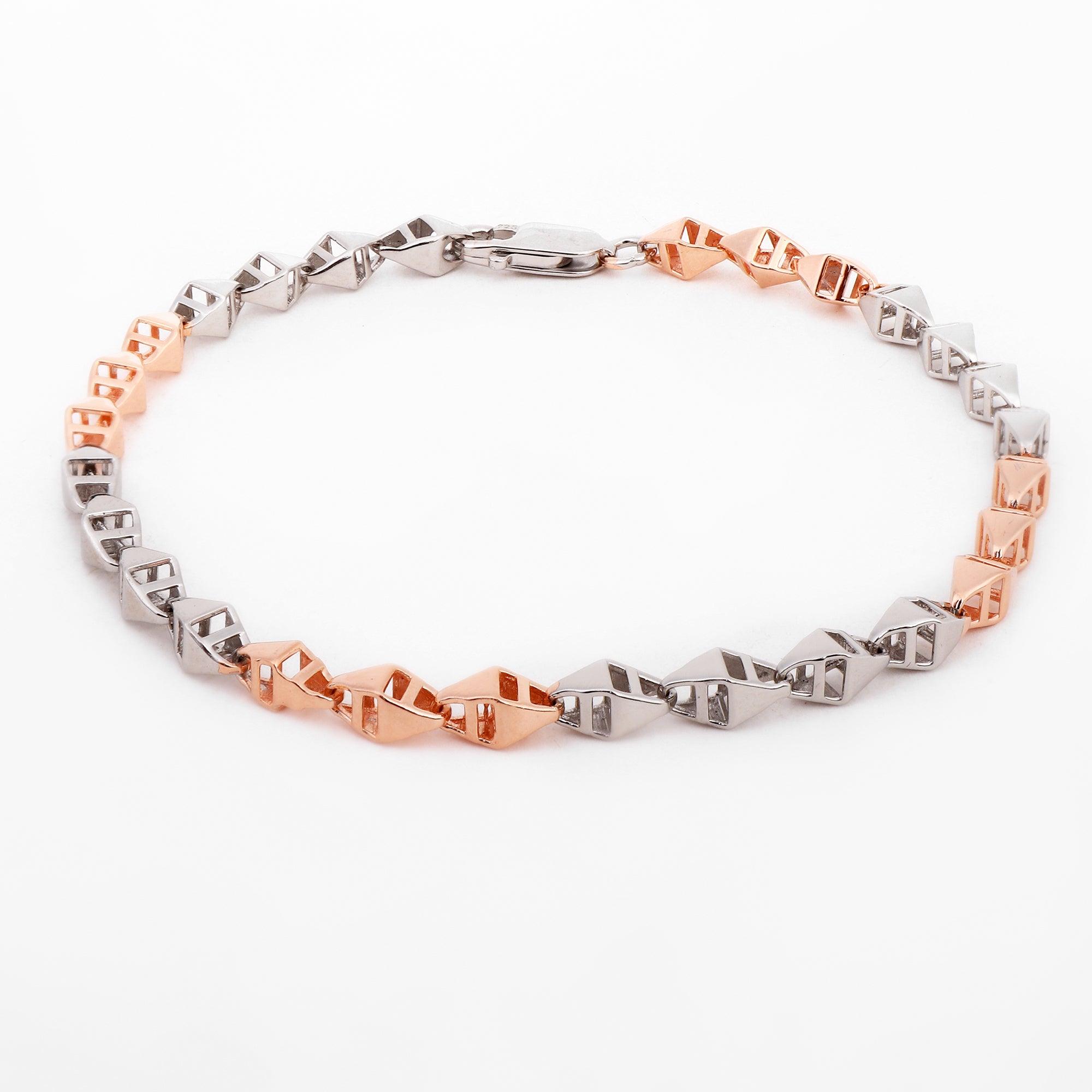 Odyssey Pyramid Two Tone Men's Silver Bracelet - Diavo Jewels