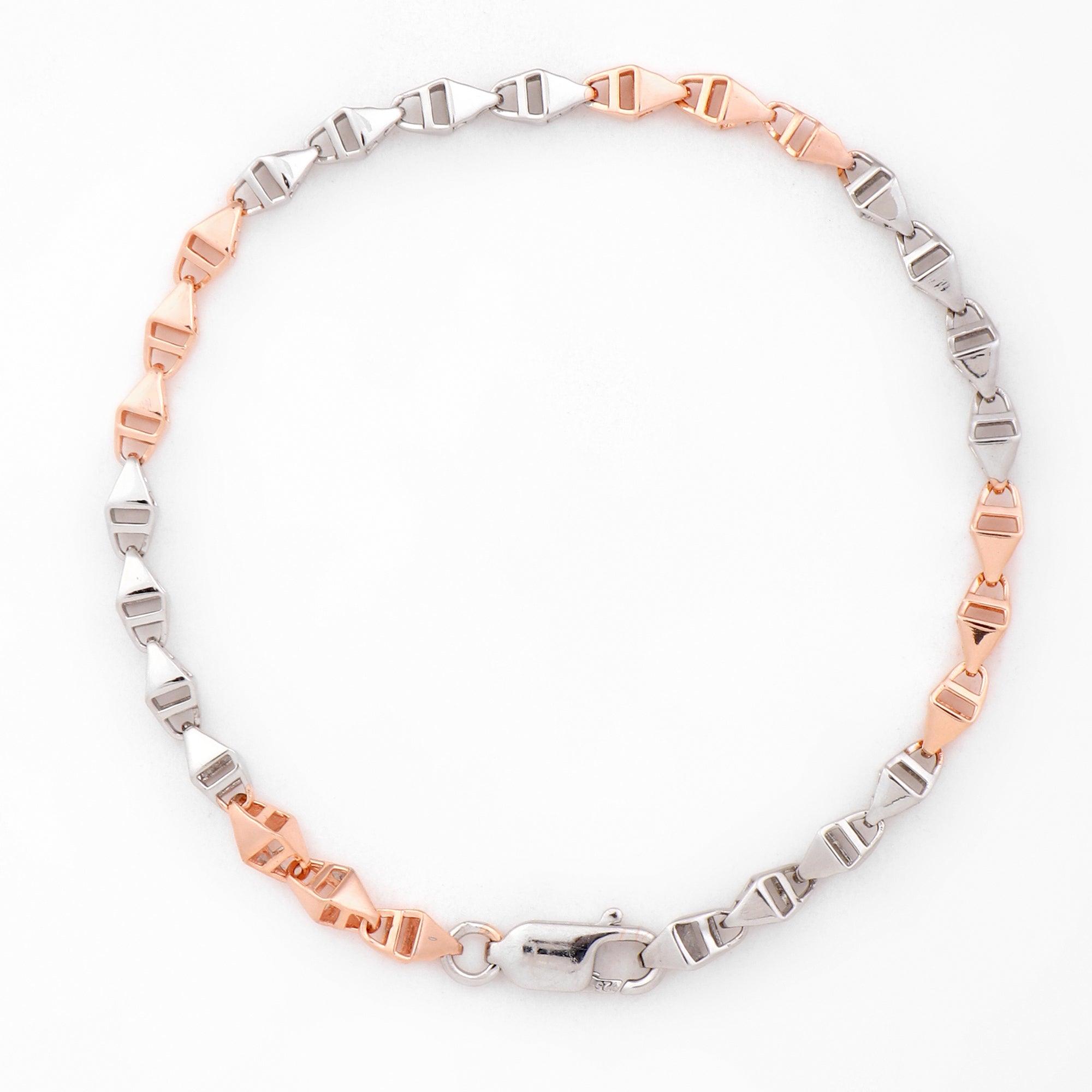 Odyssey Pyramid Two Tone Men's Silver Bracelet - Diavo Jewels