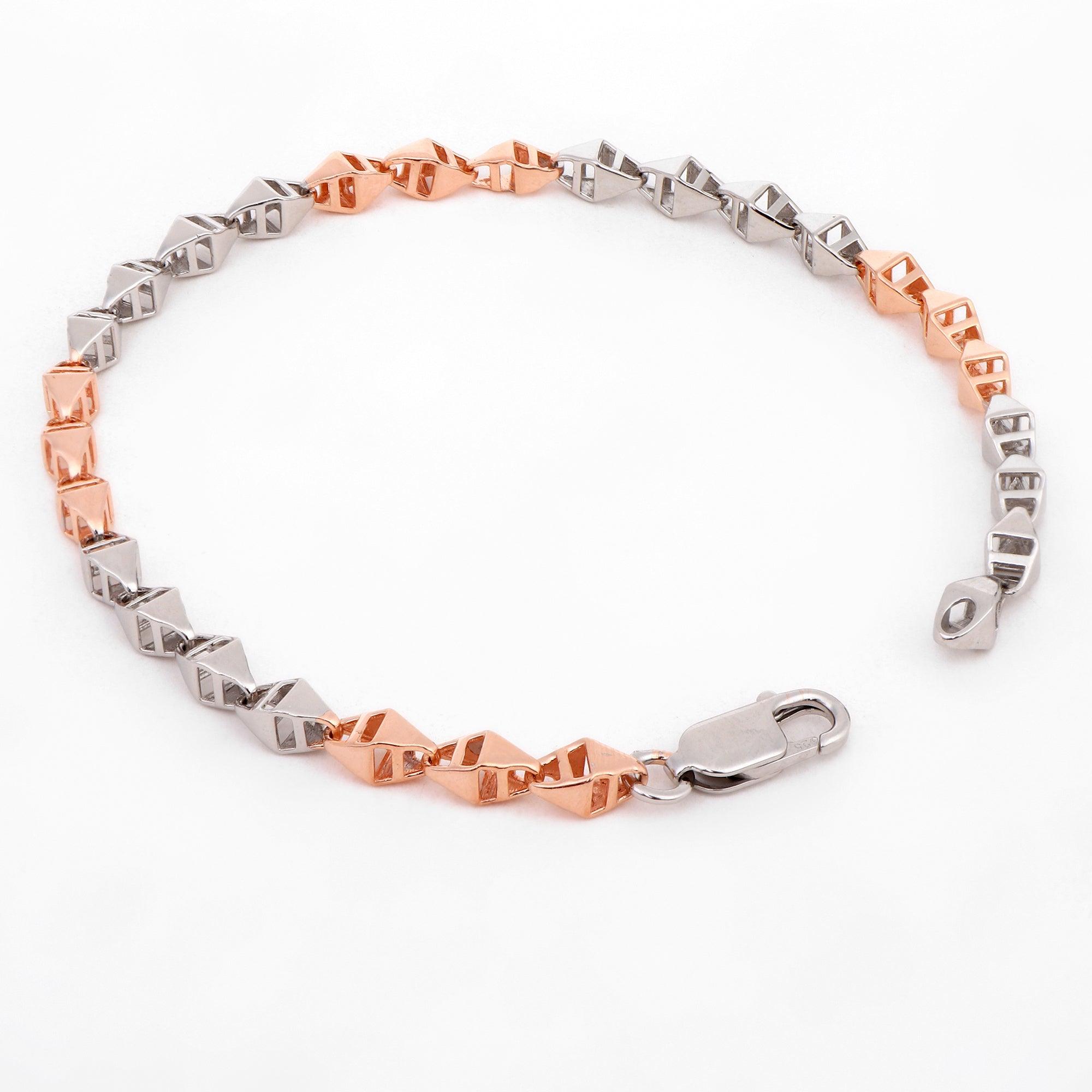 Odyssey Pyramid Two Tone Men's Silver Bracelet - Diavo Jewels