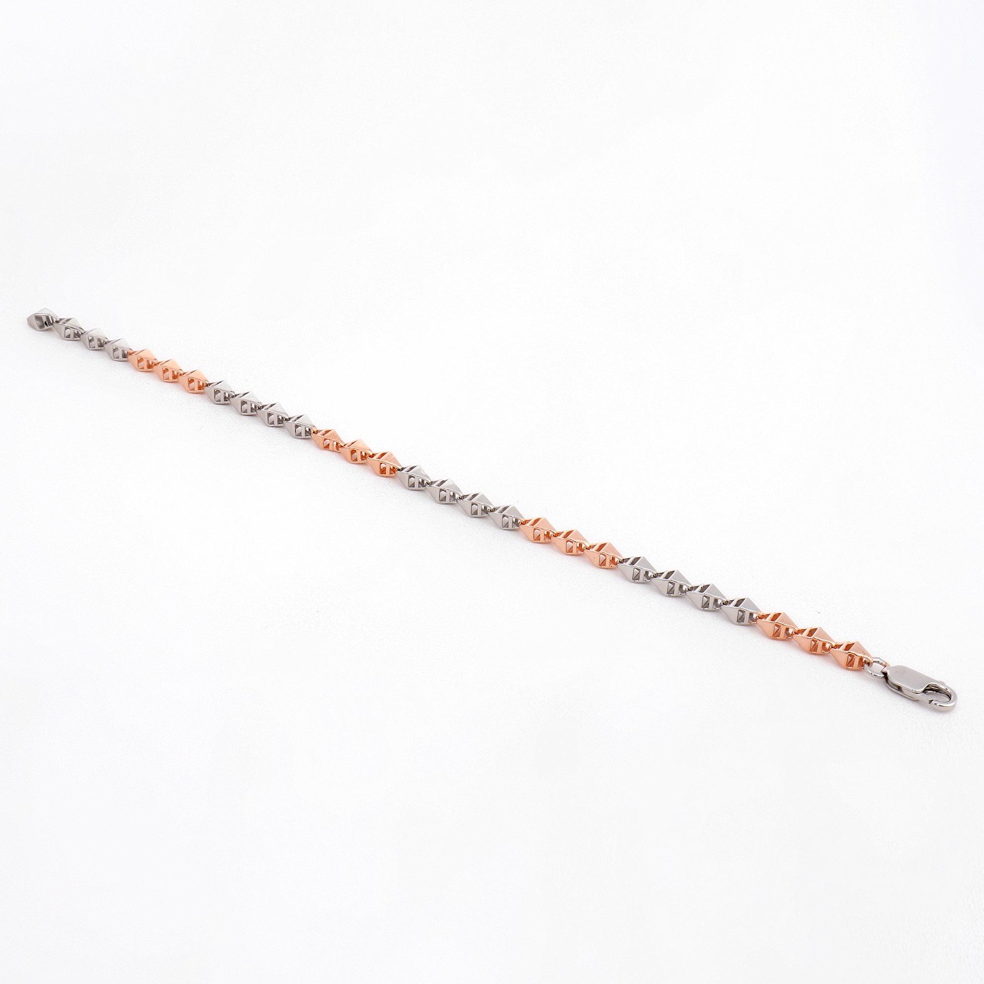 Odyssey Pyramid Two Tone Men's Silver Bracelet - Diavo Jewels