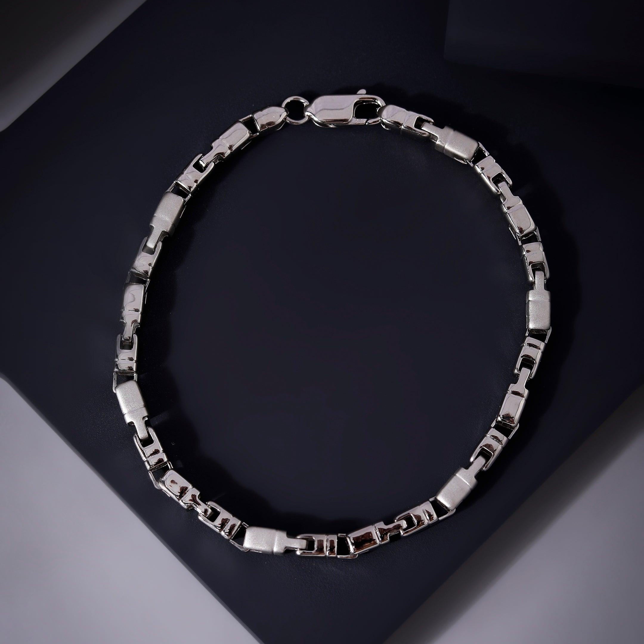 Corsair Rhodium-Plated Men's Silver Bracelet - Diavo Jewels