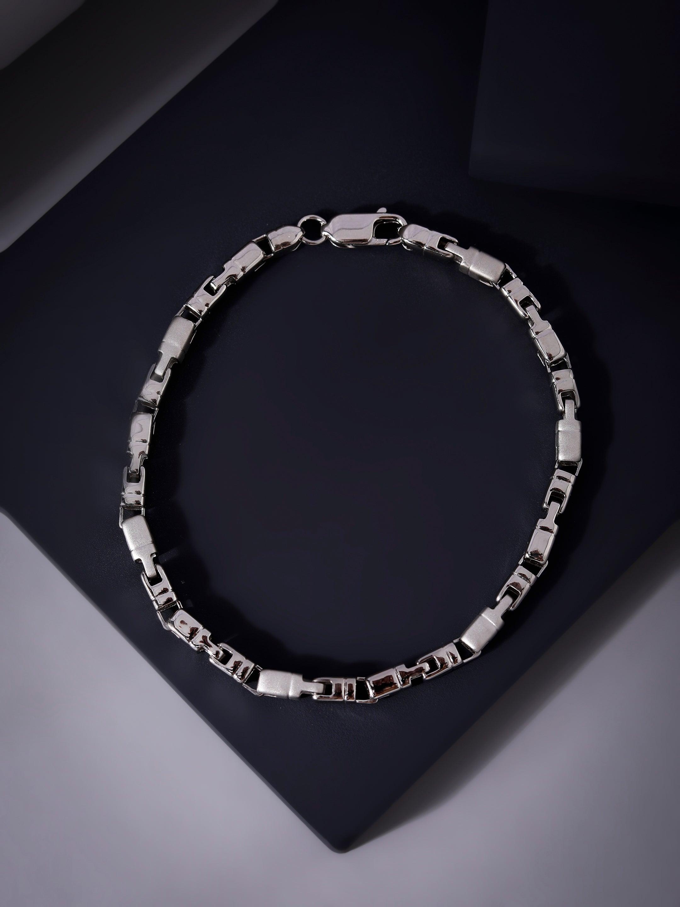 Corsair Rhodium-Plated Men's Silver Bracelet - Diavo Jewels