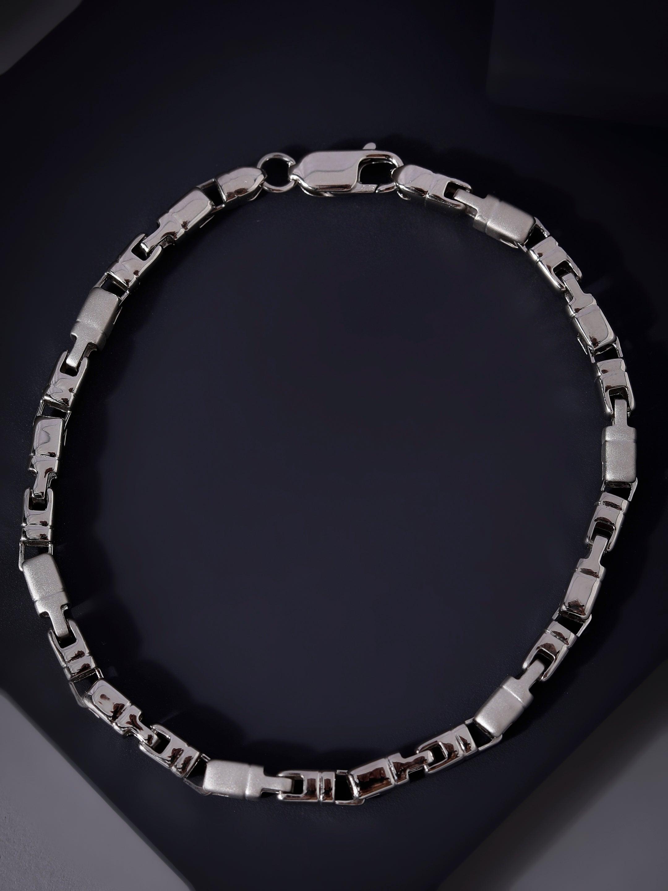 Corsair Rhodium-Plated Men's Silver Bracelet - Diavo Jewels