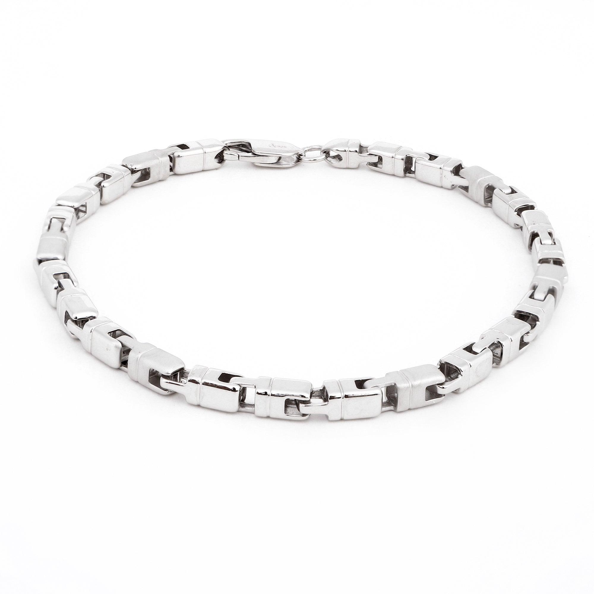 Corsair Rhodium-Plated Men's Silver Bracelet - Diavo Jewels