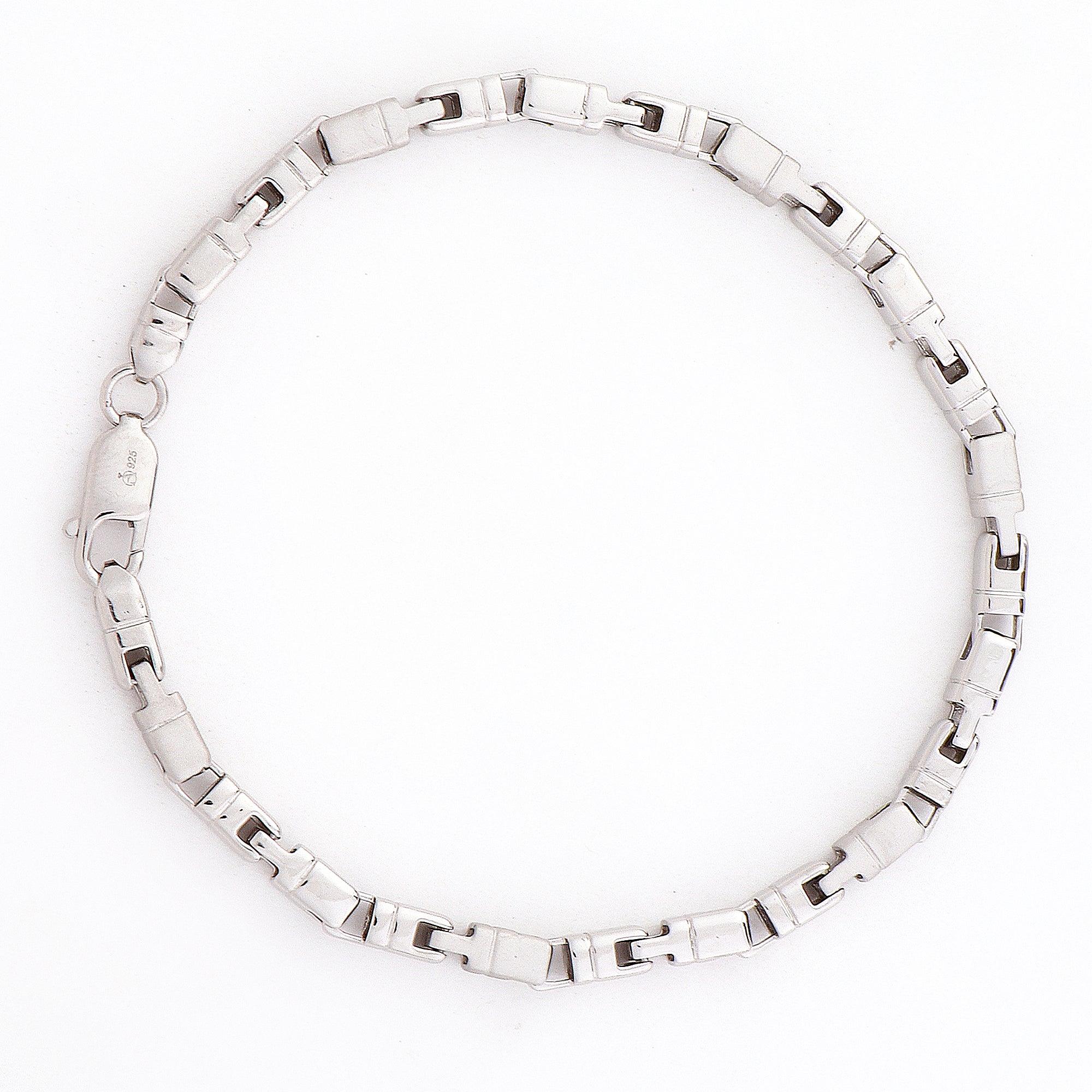 Corsair Rhodium-Plated Men's Silver Bracelet - Diavo Jewels