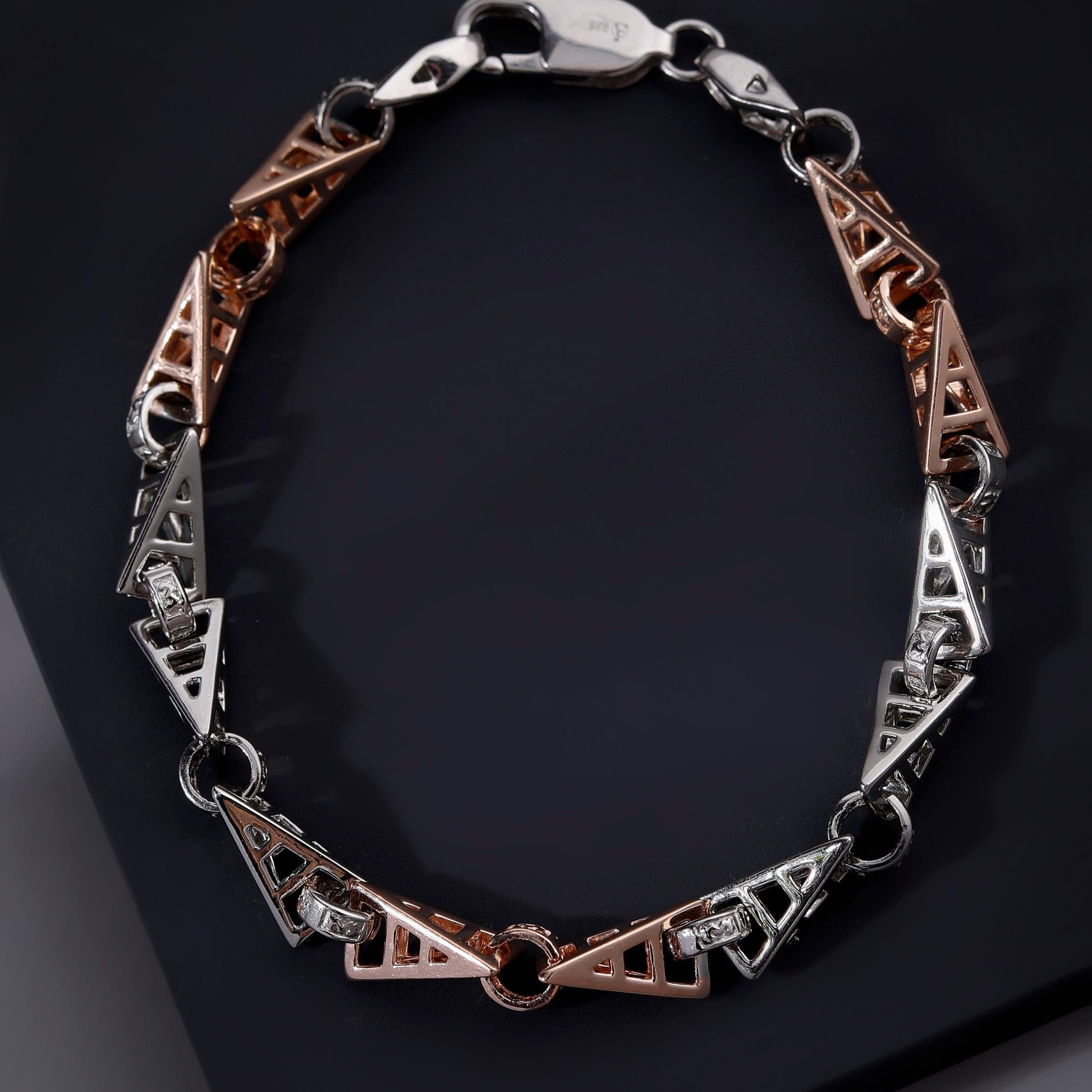 Fusion Clips Two Tone Men's Silver Bracelet - Diavo Jewels