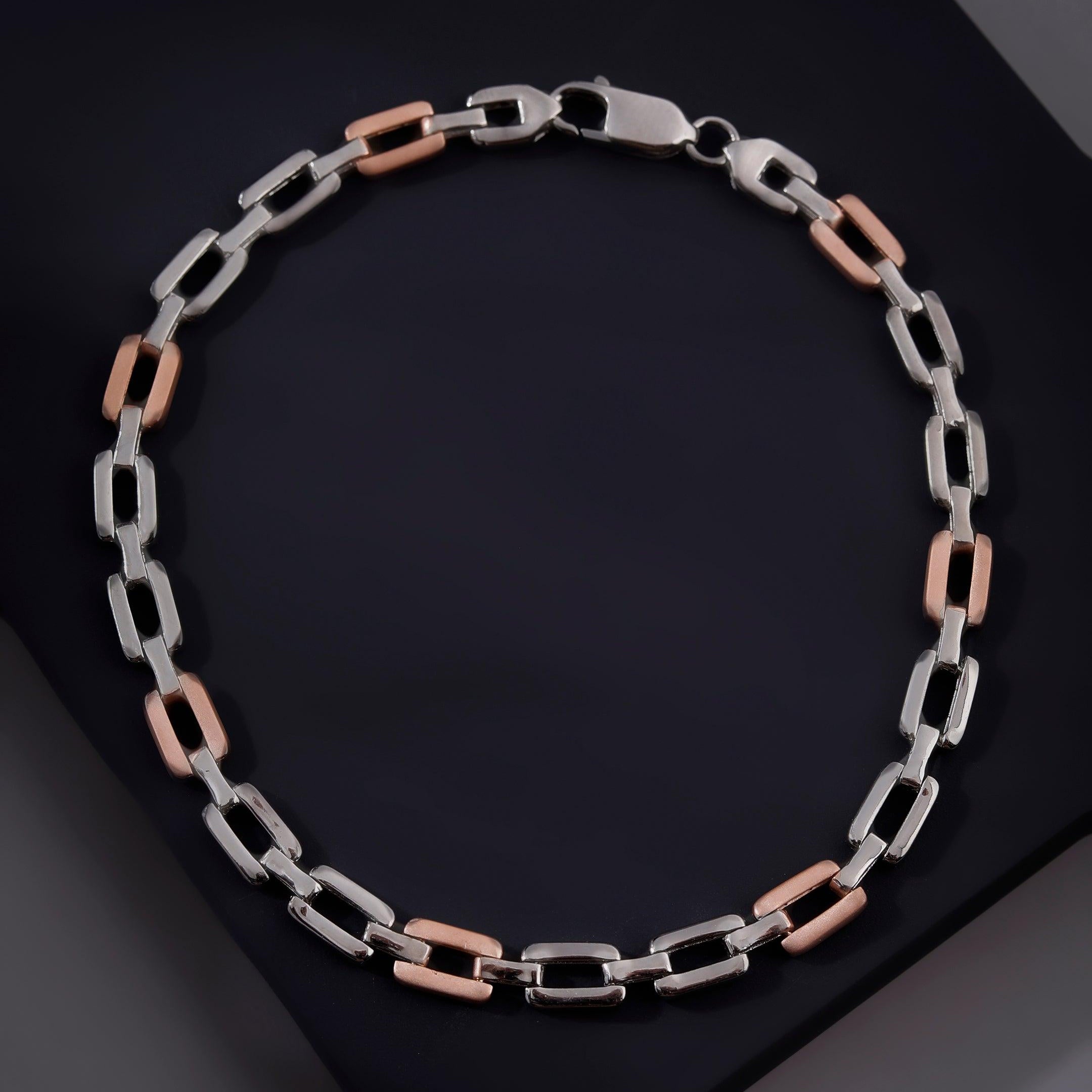 Nova Knight Two Tone Men's Silver Bracelet - Diavo Jewels