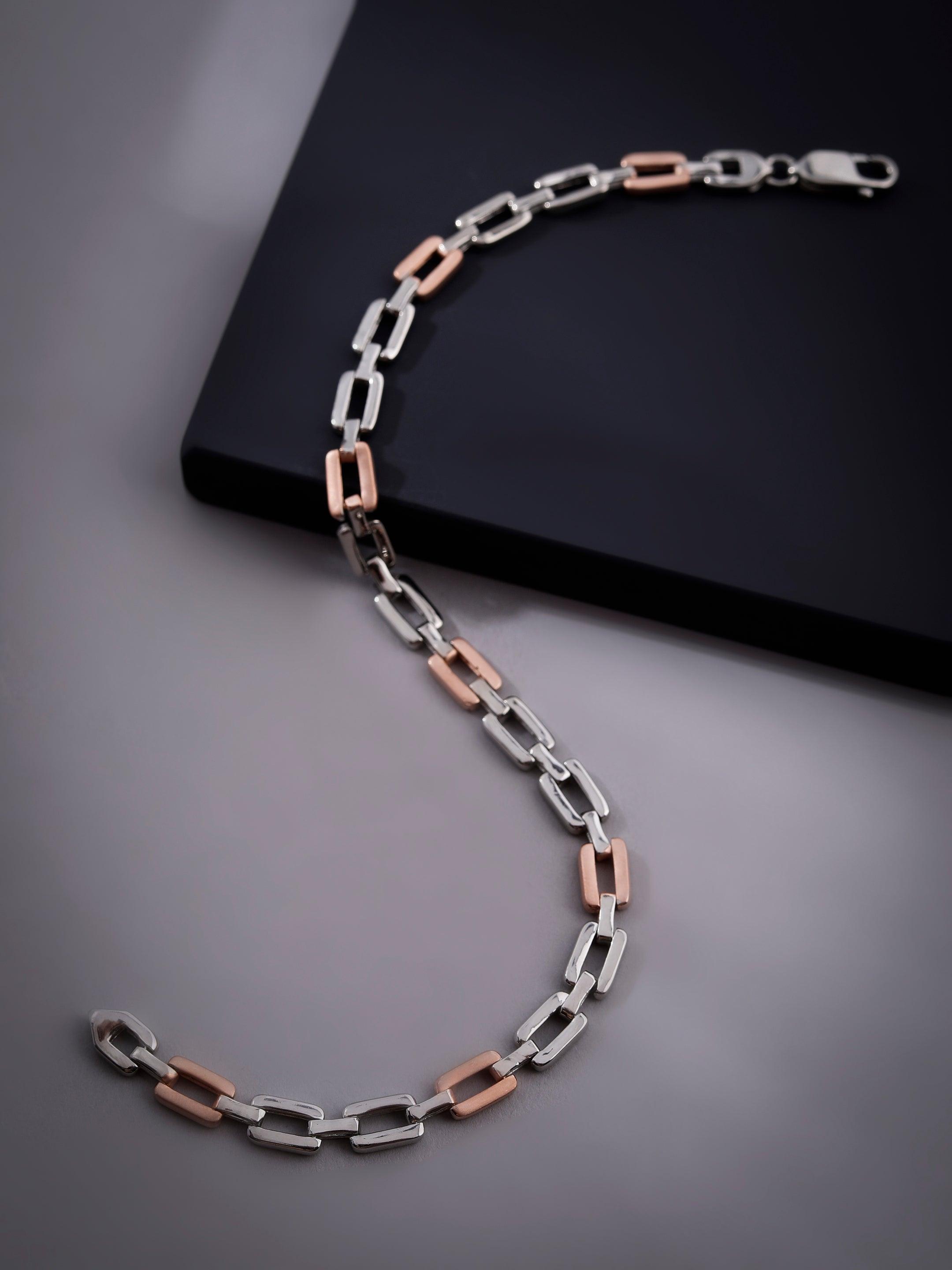 Nova Knight Two Tone Men's Silver Bracelet - Diavo Jewels