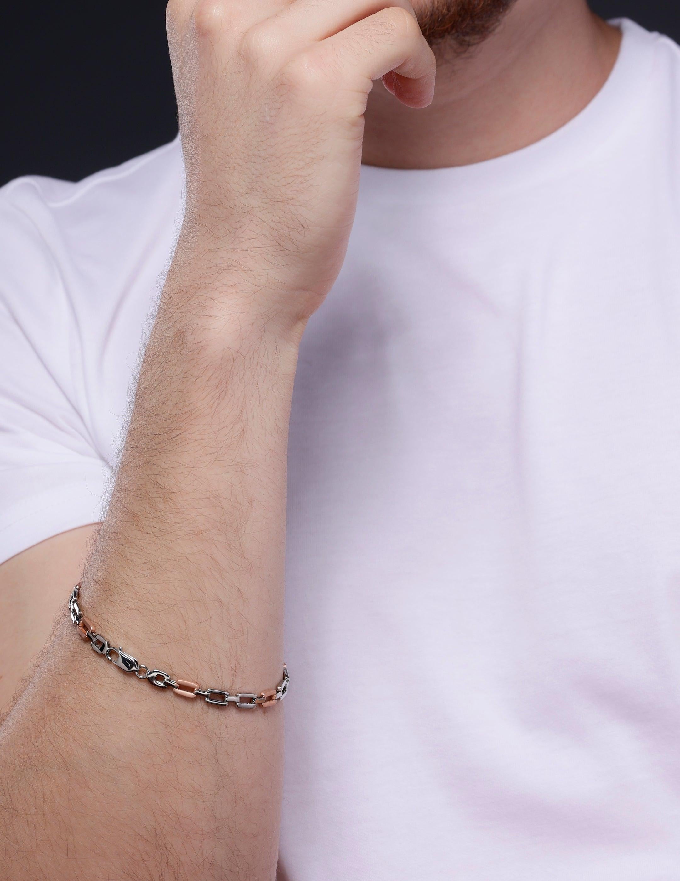 Nova Knight Two Tone Men's Silver Bracelet - Diavo Jewels