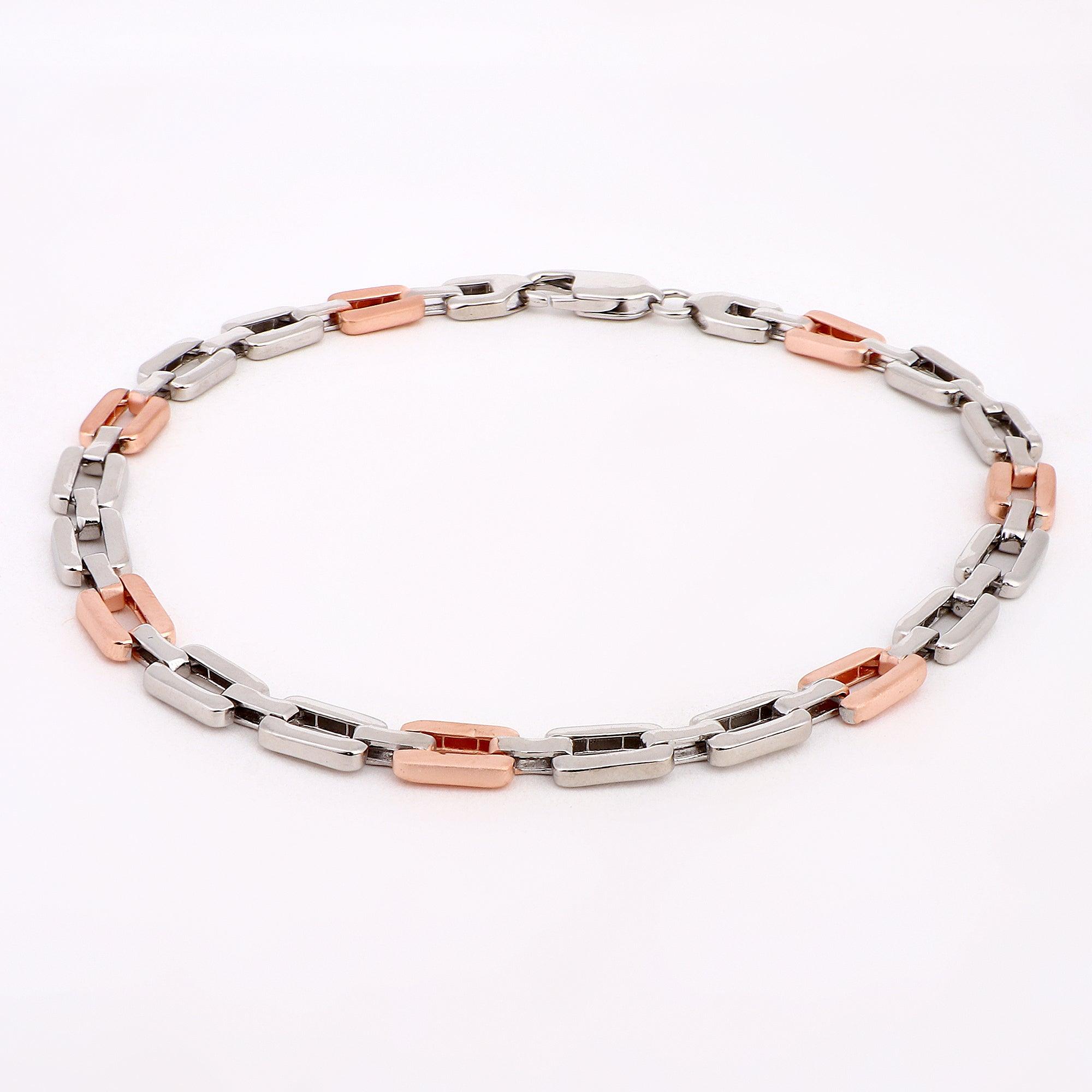 Nova Knight Two Tone Men's Silver Bracelet - Diavo Jewels