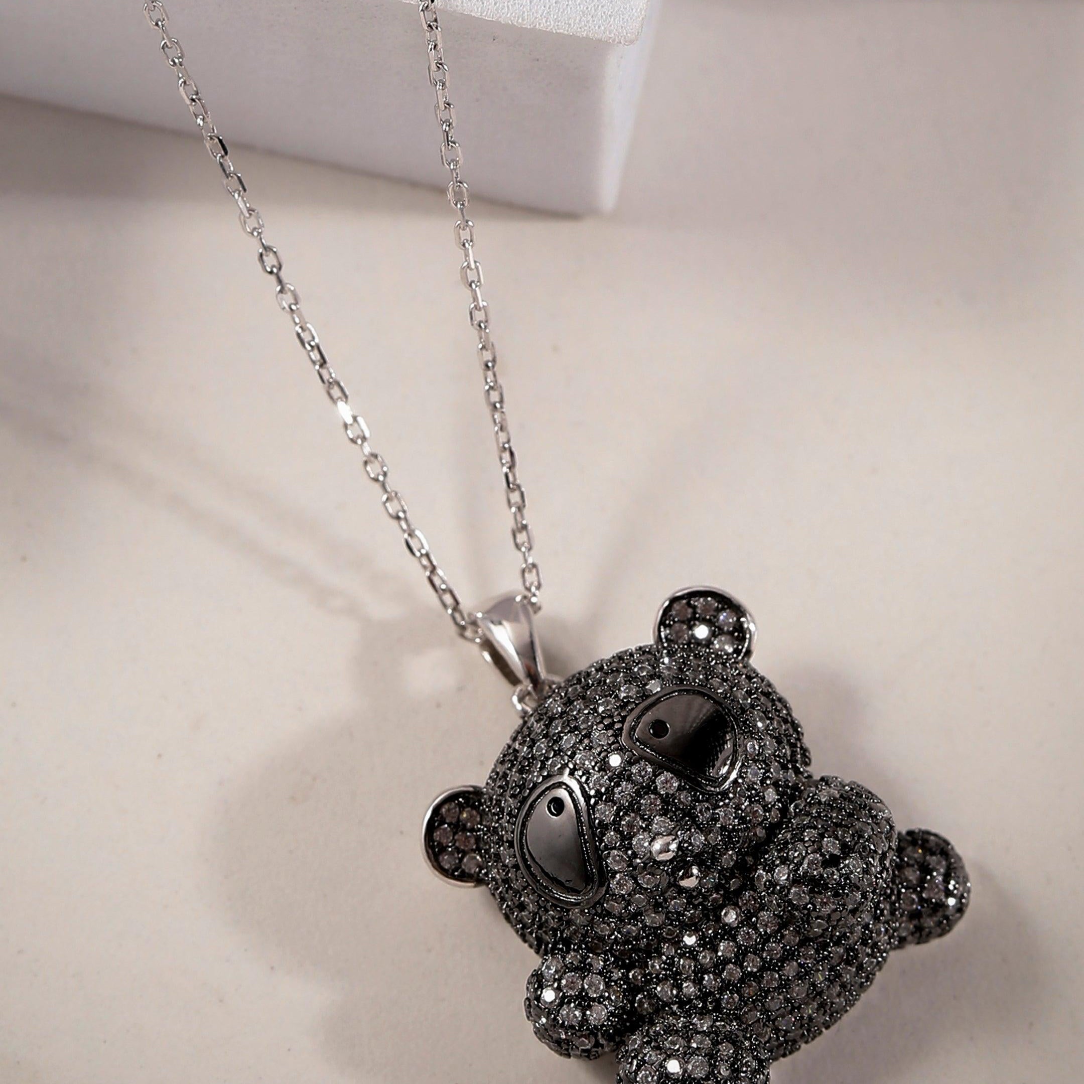 Mystic Panda Monochrome Silver Necklace - Diavo Jewels