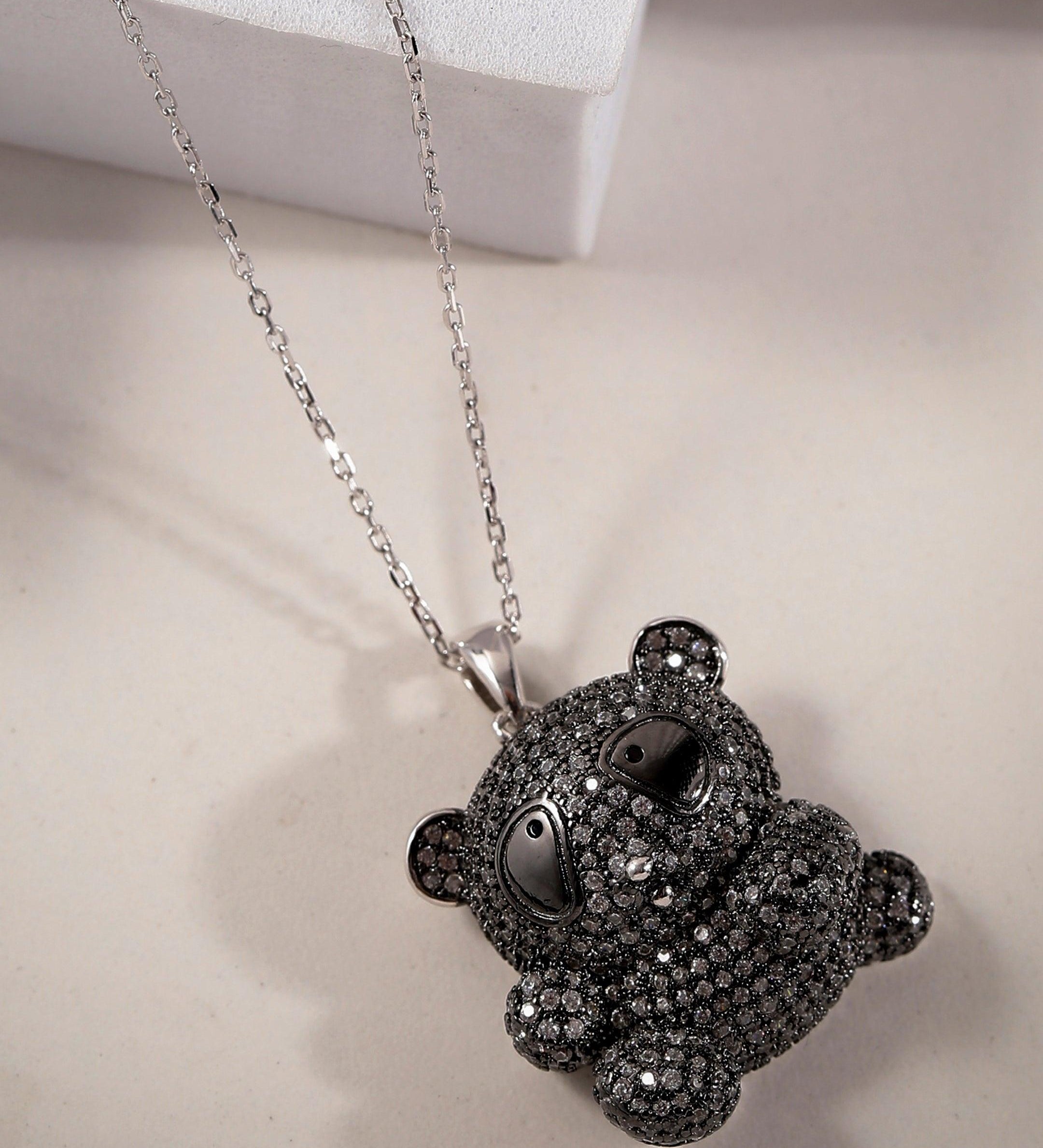 Mystic Panda Monochrome Silver Necklace - Diavo Jewels